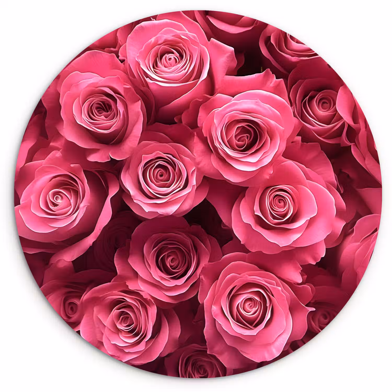 Rozen - Pink - Bloem Wandcirkel kunststof plaat 5mm dik klein -3d