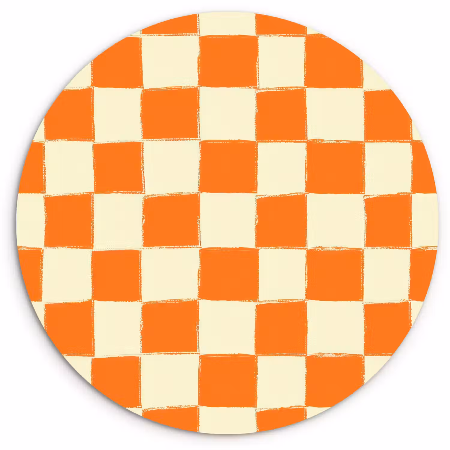 Schaak - Patroon - Oranje Wandcirkel kunststof plaat 5mm dik klein 188 -3d