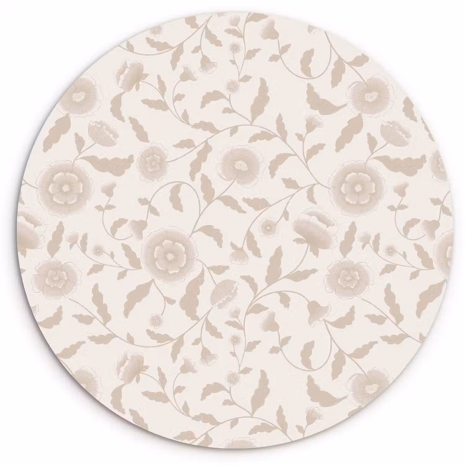 Sierlijk - Bloemen - Beige Wandcirkel kunststof plaat 5mm dik klein 188 -3d