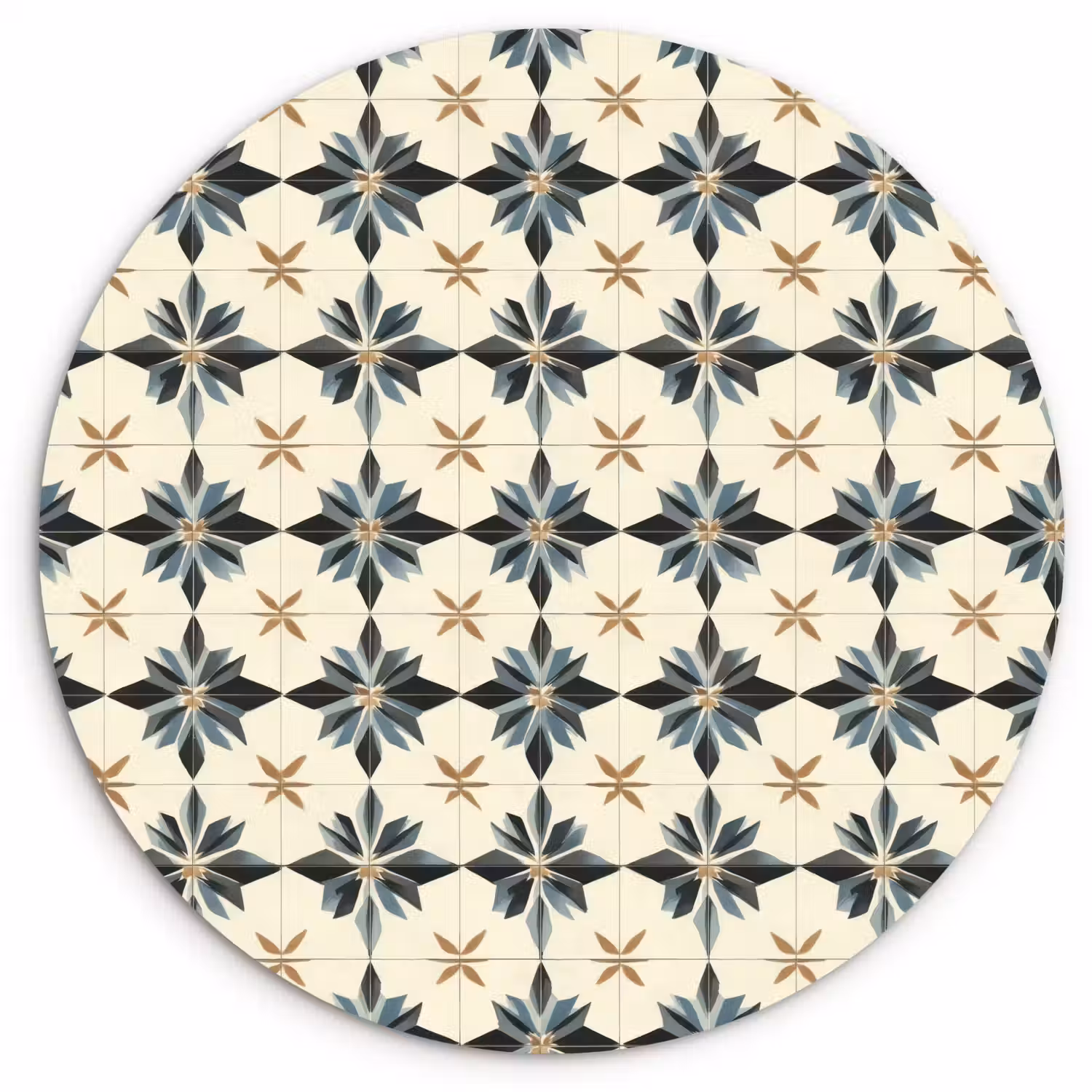 Sierlijk - Ornament - Blauw Wandcirkel kunststof plaat 5mm dik klein 188 -3d