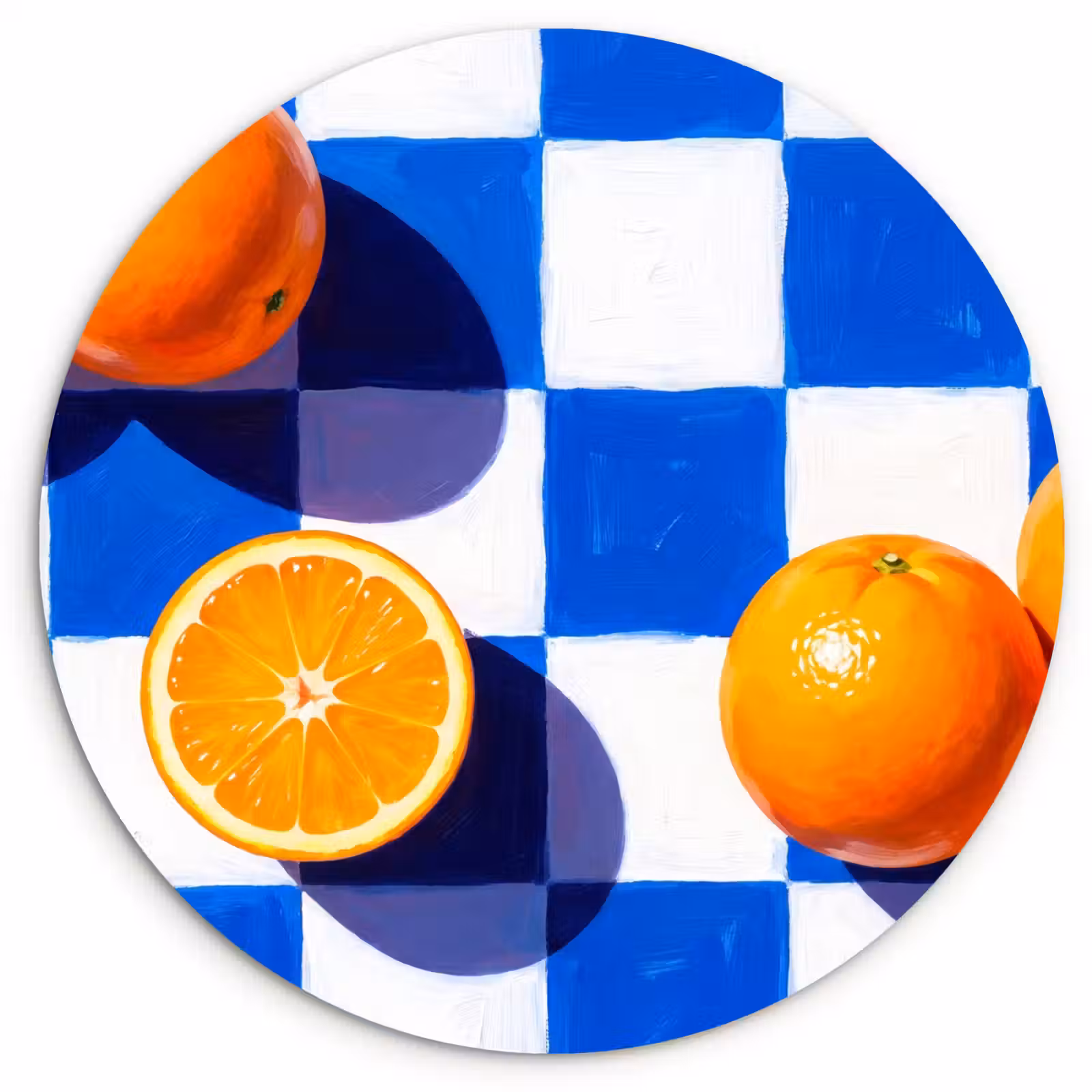 Muurcirkel - Sinaasappel - Geruit - Eten - Sinaasappel - Geruit - Eten Wandcirkel kunststof plaat 5mm dik klein