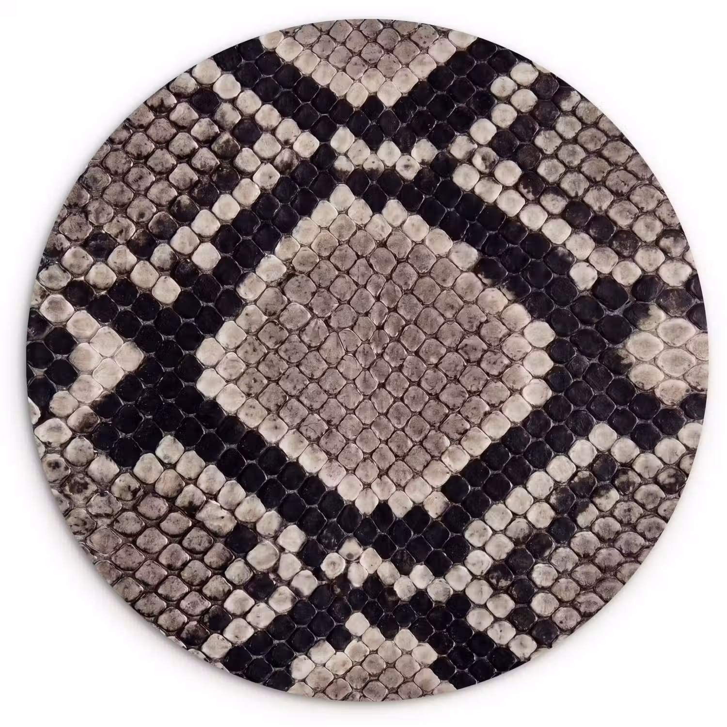 Slangenleer - Patroon - Beige Wandcirkel kunststof plaat 5mm dik klein -3d