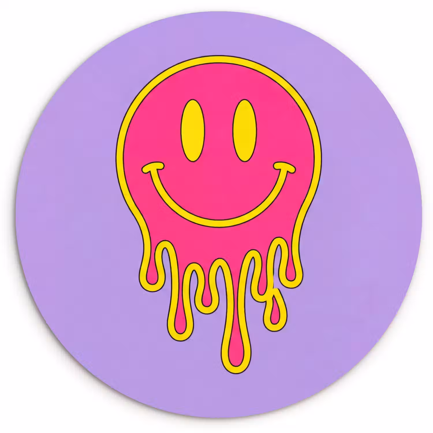 Smiley - Drip - Neon Wandcirkel kunststof plaat 5mm dik klein -3d
