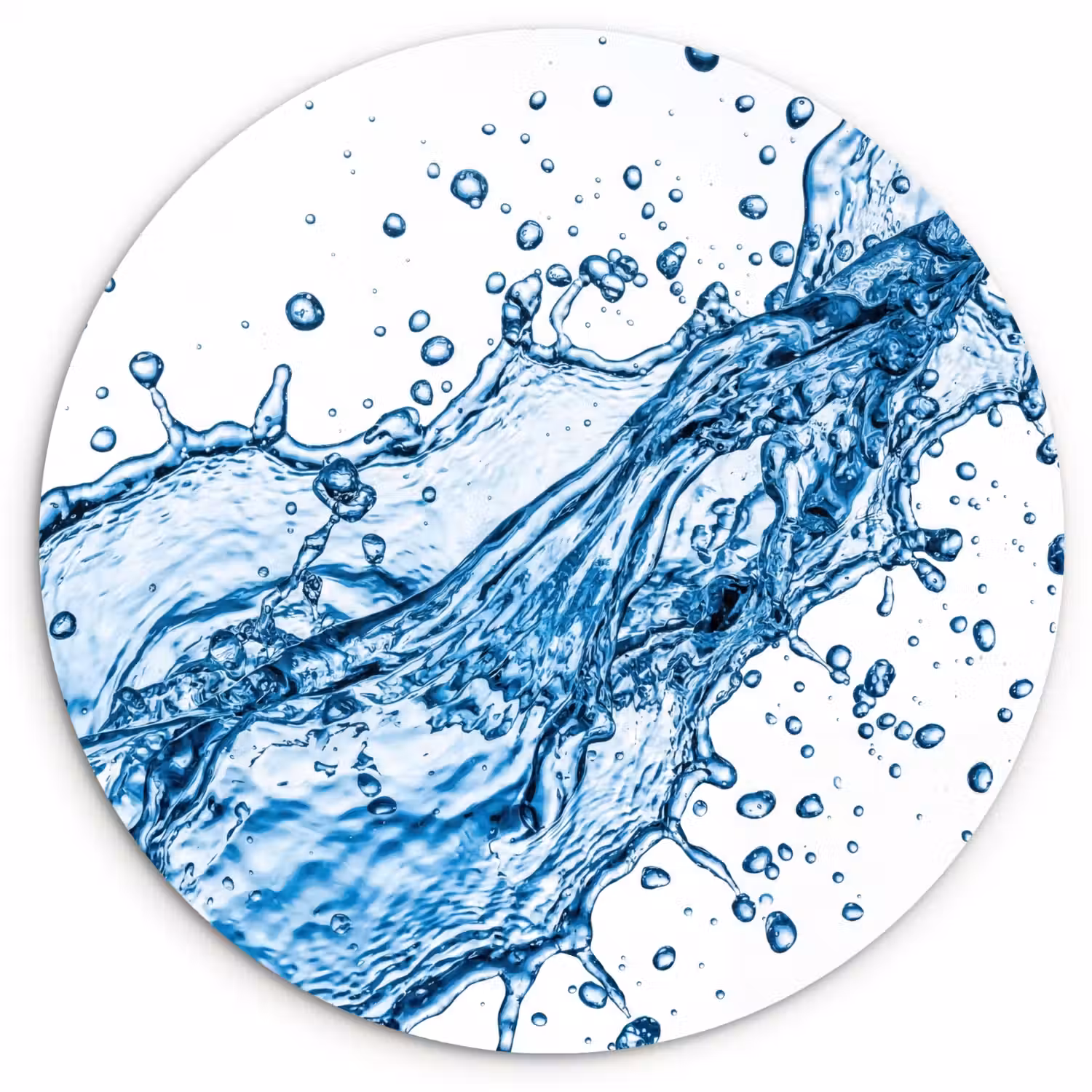 Spash - Water - Blauw Wandcirkel kunststof plaat 5mm dik klein -3d