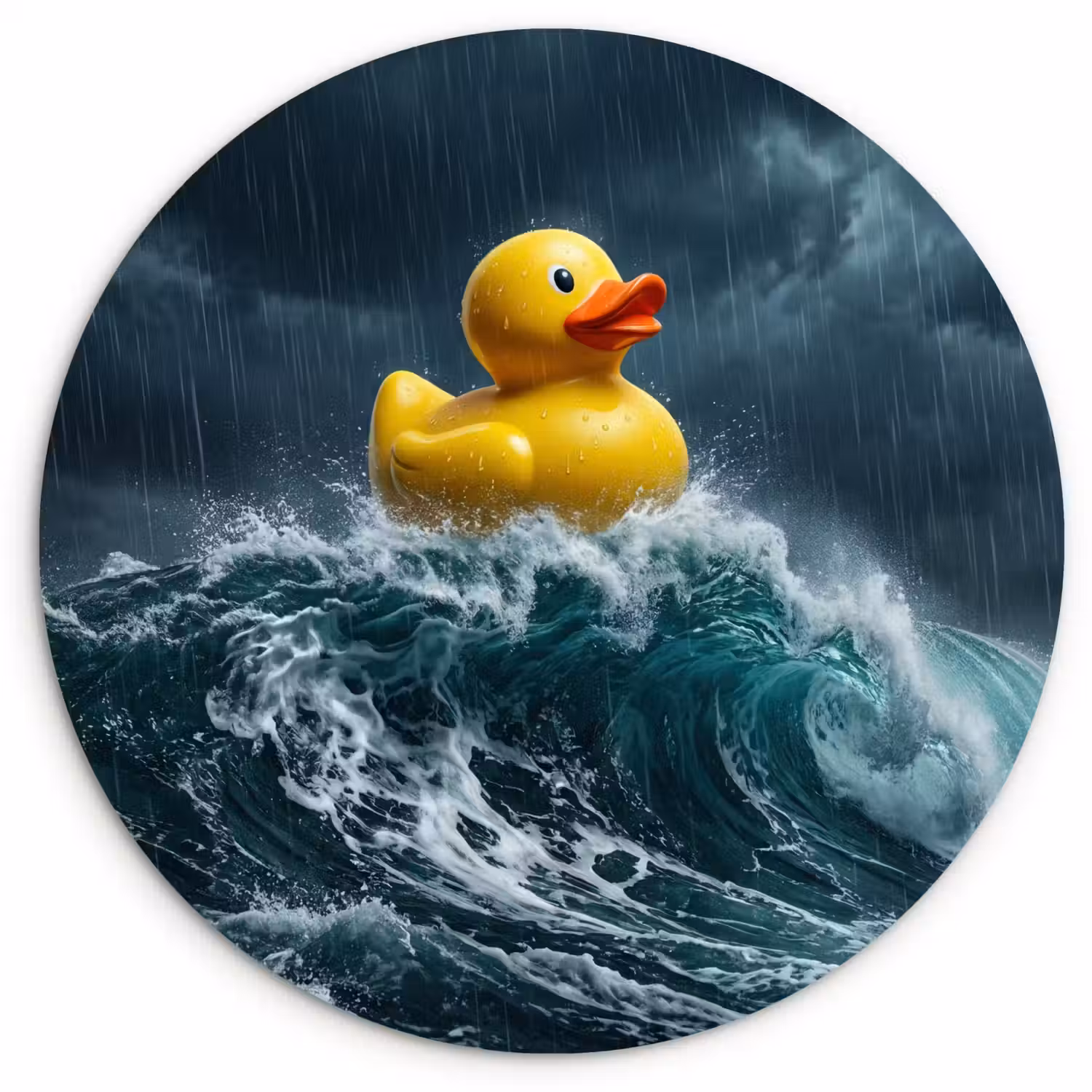 Storm - Badeend - Golven Wandcirkel kunststof plaat 5mm dik klein -3d