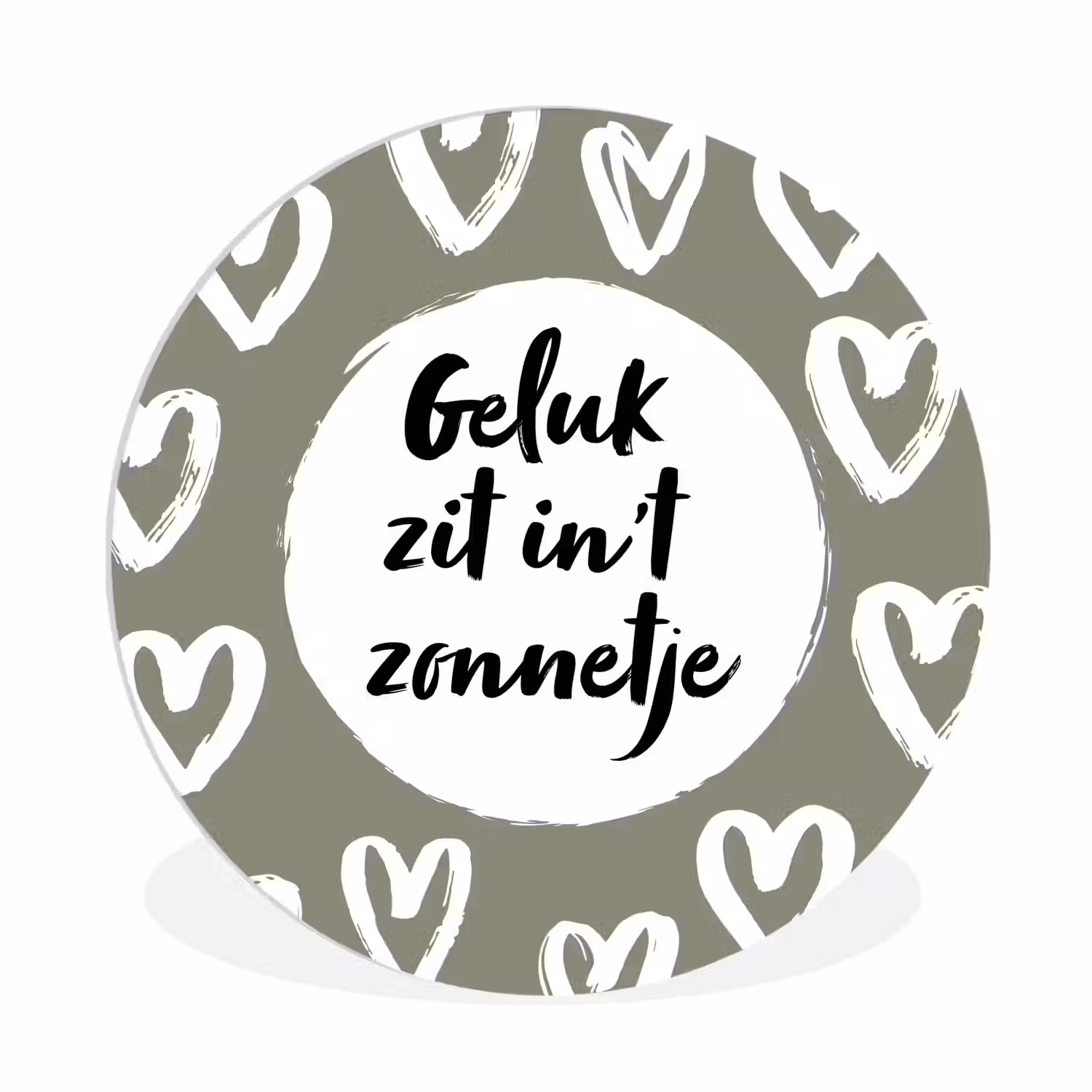 Tekst - geluk zit in 't zonnetje - Quotes - Geluk - Zon Wandcirkel kunststof plaat 5mm dik klein -3d