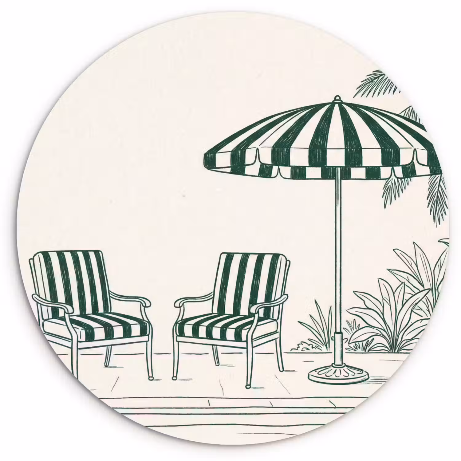 Terras - Illustratie - Groen Wandcirkel kunststof plaat 5mm dik klein -3d