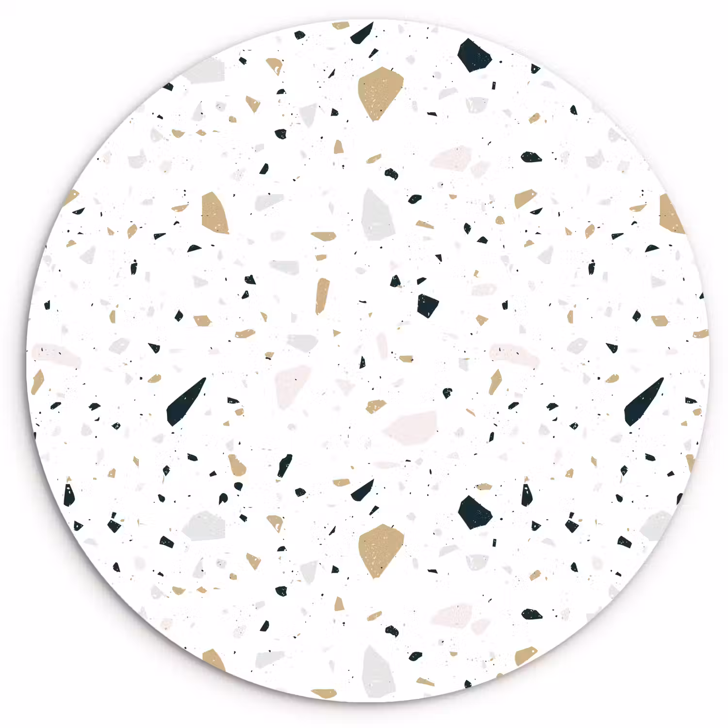 Terrazzo - Patroon - Wit - Neutraal Wandcirkel kunststof plaat 5mm dik klein 188 -3d