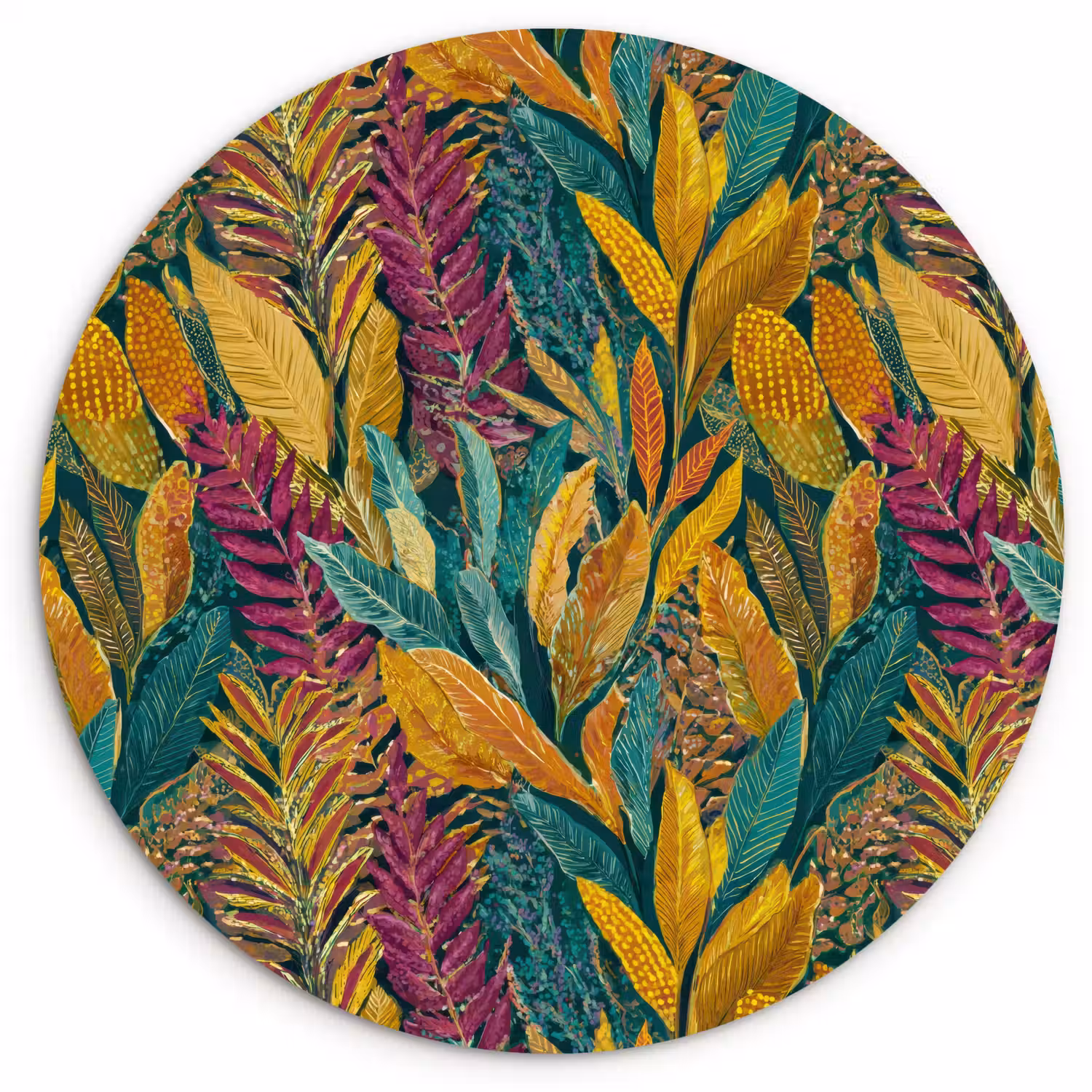 Tropische - Botanisch - Patroon - Kleurrijk - Exotisch Wandcirkel kunststof plaat 5mm dik klein 188 -3d