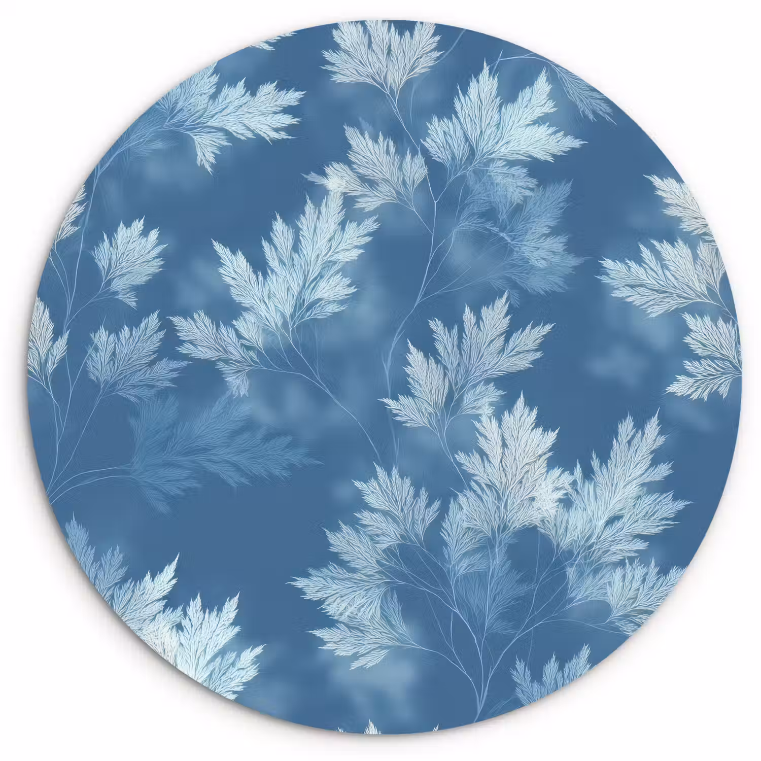Varen - Botanisch - Patroon - Grijsblauw Wandcirkel kunststof plaat 5mm dik klein 188 -3d