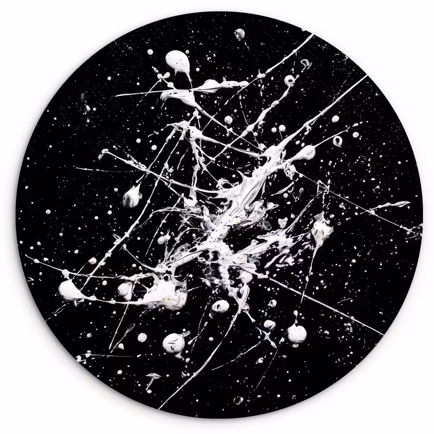 Verfspatten - Wit - Abstract - Explosie Wandcirkel kunststof plaat 5mm dik klein -3d