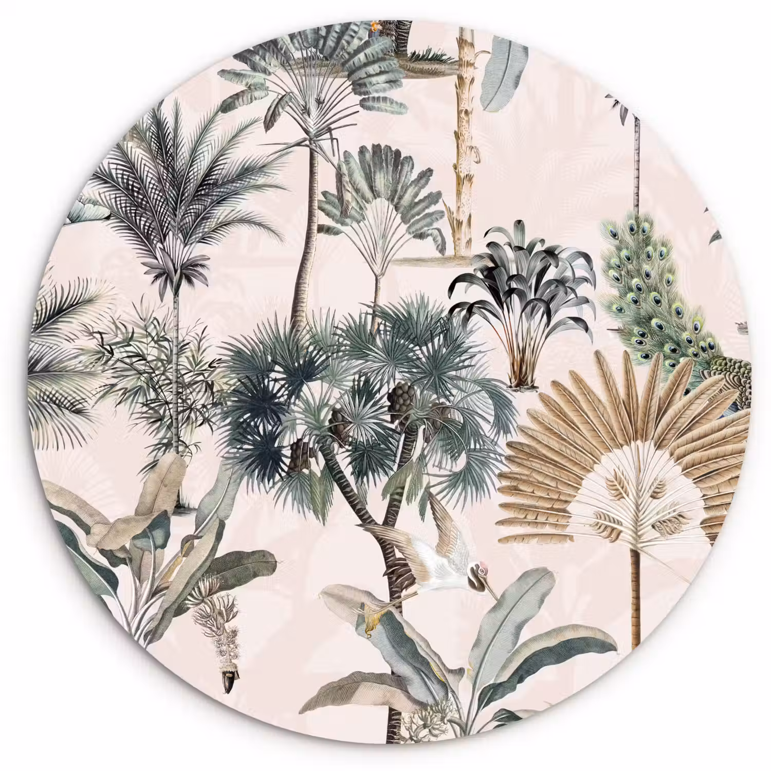 Inductie afdekplaat - Vintage - Jungle - Dieren - Natuur - Inductie beschermer Wandcirkel kunststof plaat 5mm dik klein -3d