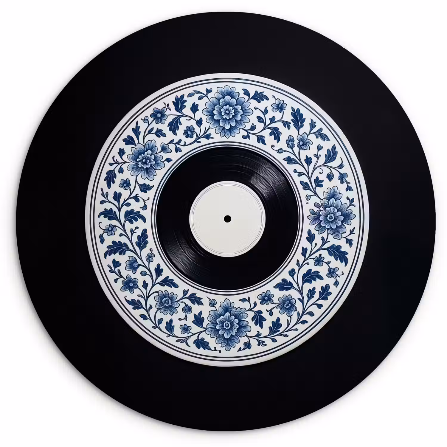 Vinyl - LP - Delfts Blauw - Muziek Wandcirkel kunststof plaat 5mm dik klein -3d