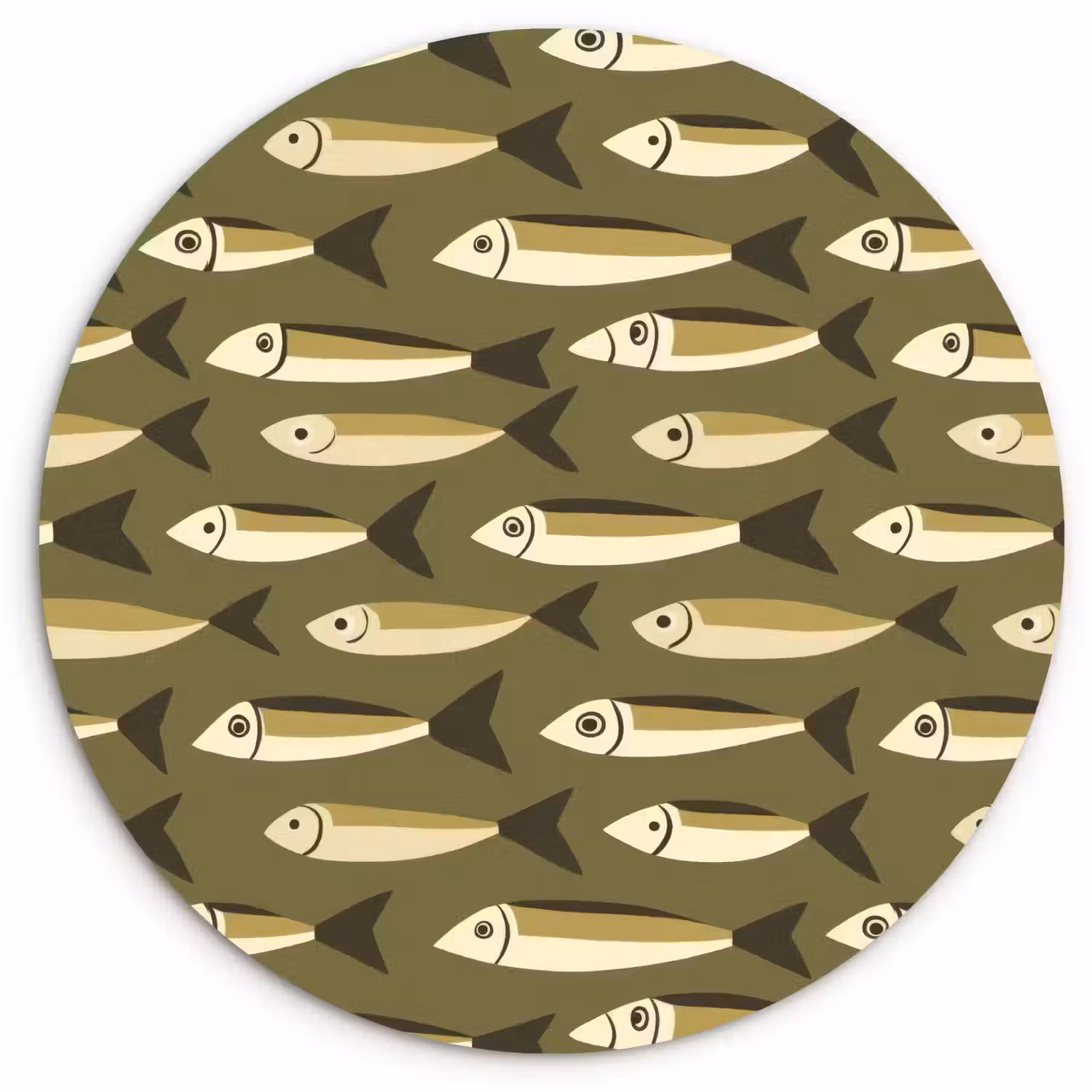 Vis - Patroon - Groen Wandcirkel kunststof plaat 5mm dik klein 188 -3d