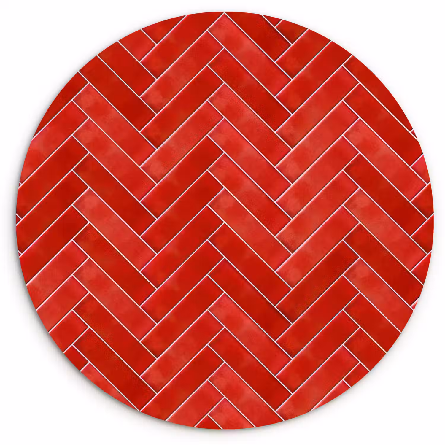 Visgraat - Tegel - Rood Wandcirkel kunststof plaat 5mm dik klein 188 -3d