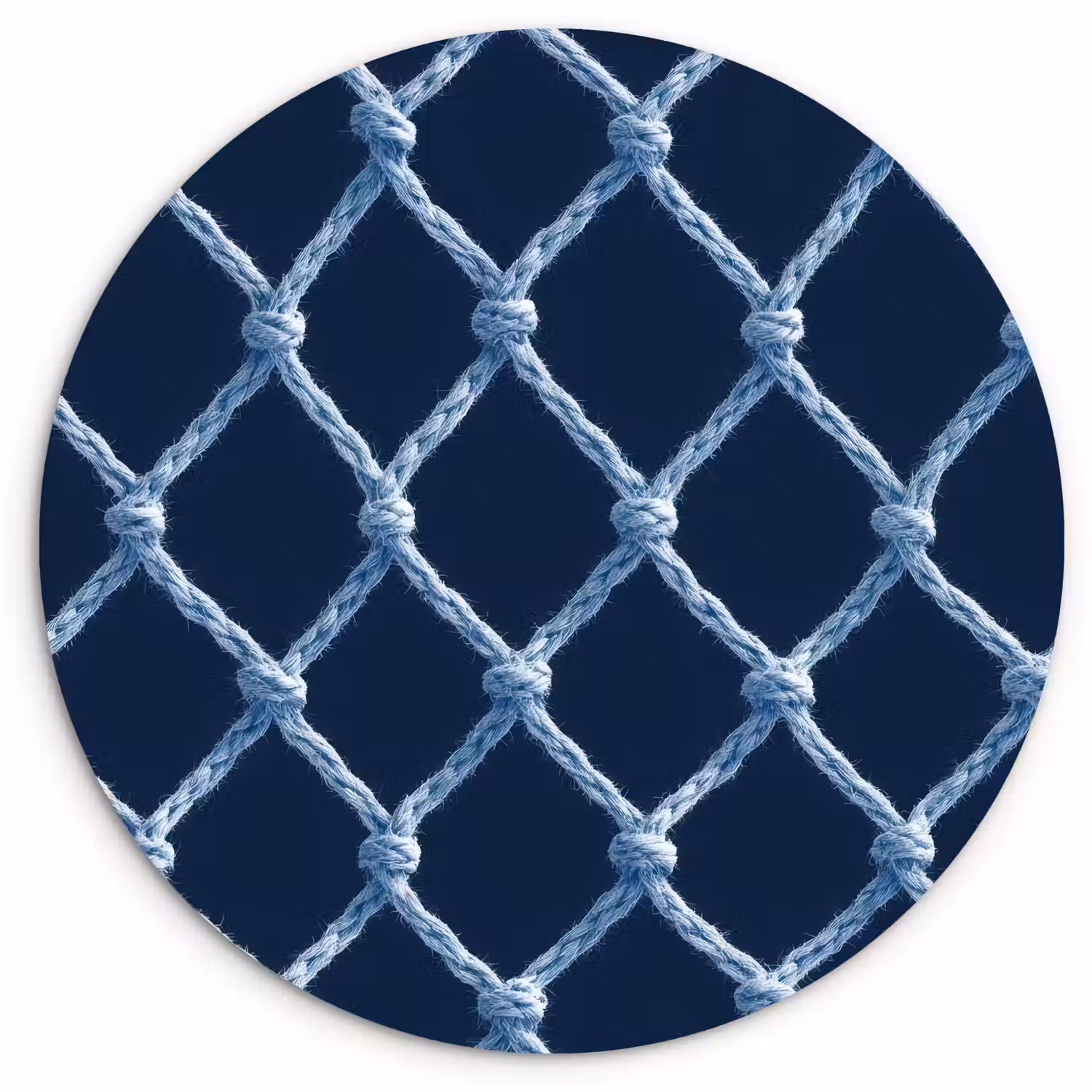 Visnet - Touw - Patroon - Marineblauw Wandcirkel kunststof plaat 5mm dik klein 188 -3d