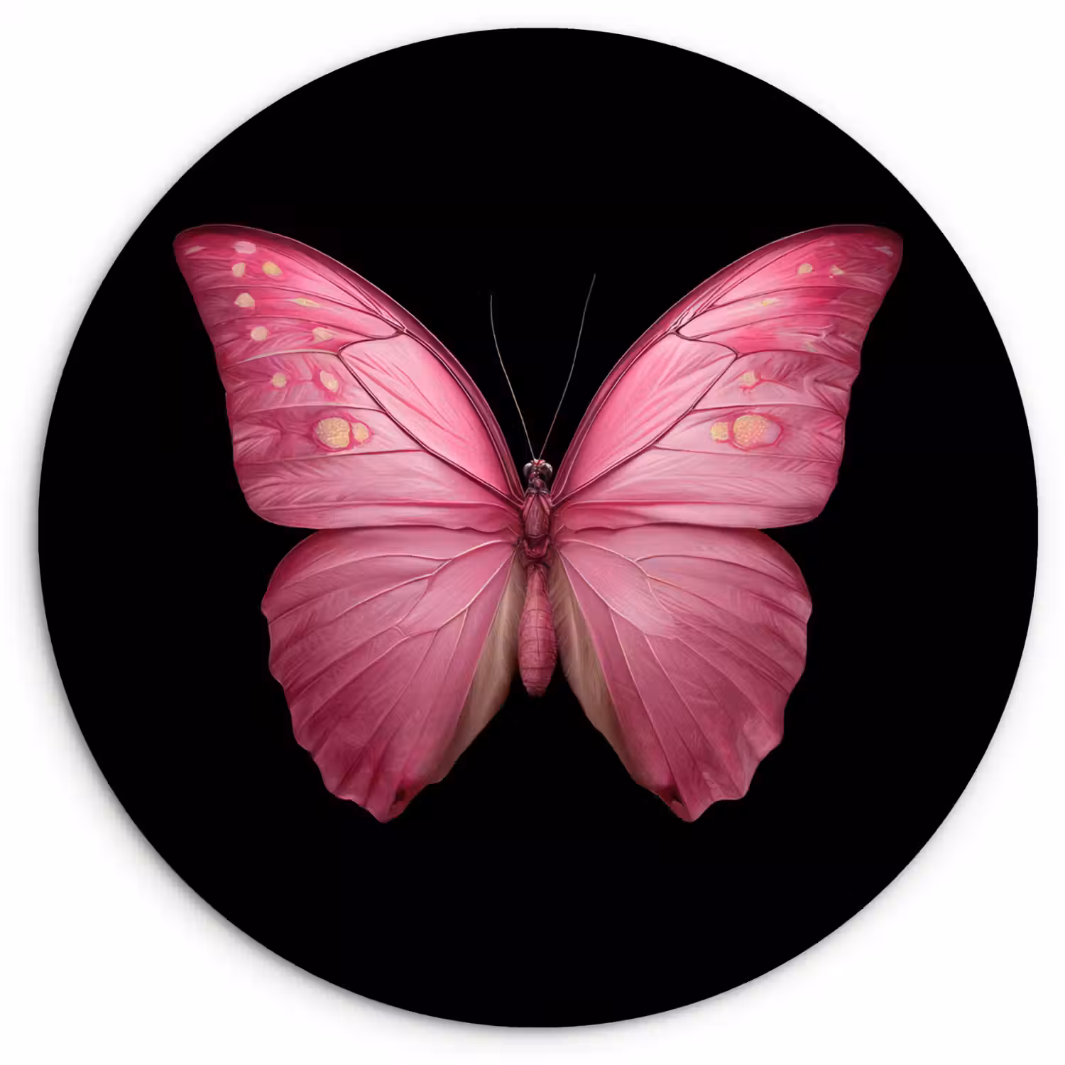 Vlinder - roze - Elegant Wandcirkel kunststof plaat 5mm dik klein -3d