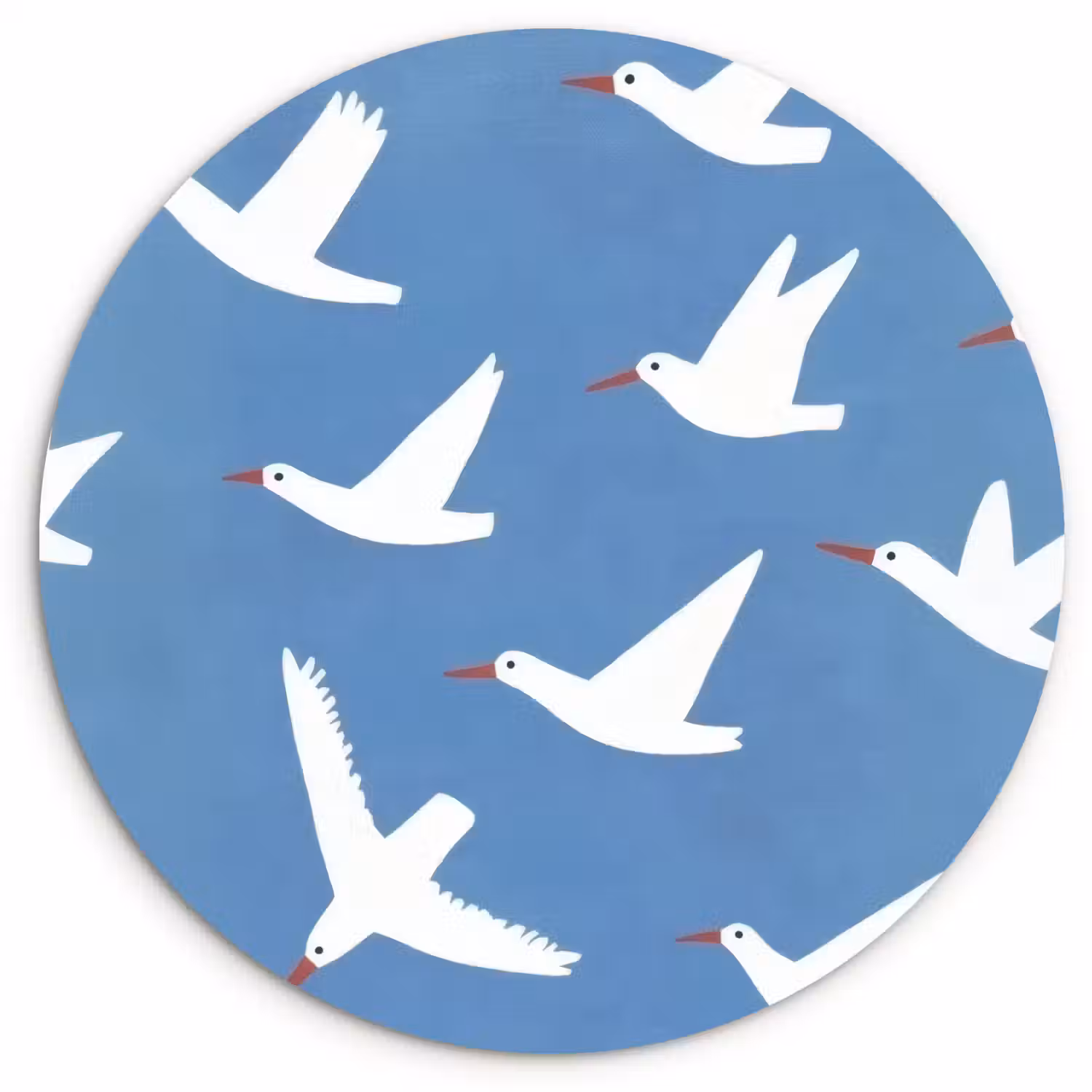Vogels - Wit - Patroon Wandcirkel kunststof plaat 5mm dik klein -3d