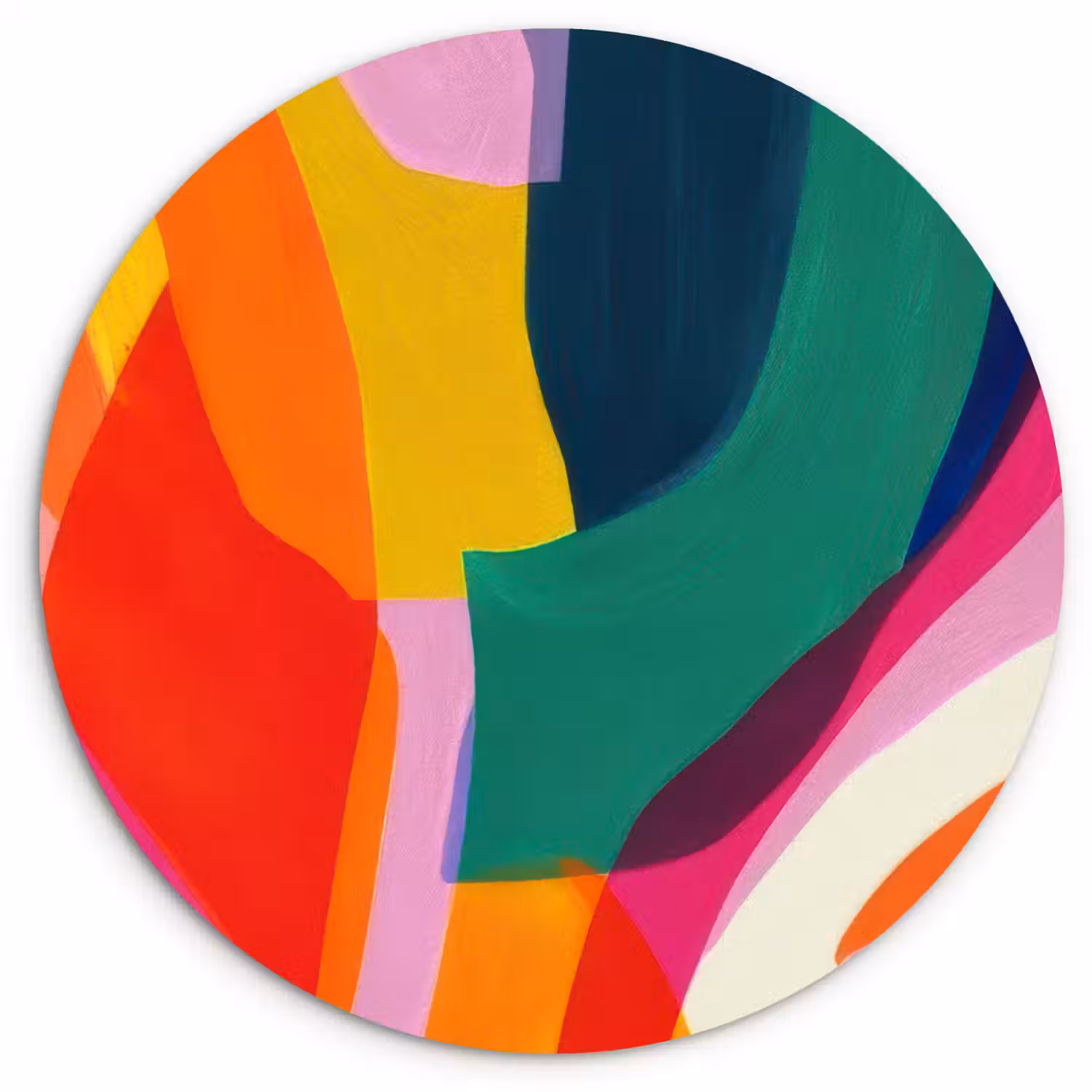 Vormen - Golvend - Abstract - Felroze Wandcirkel kunststof plaat 5mm dik klein -3d