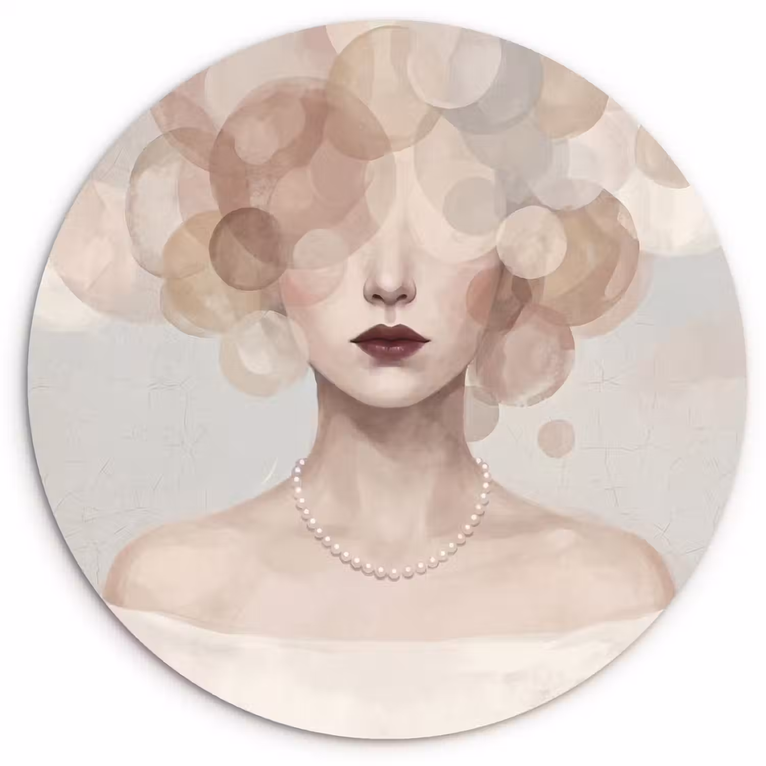 Vrouw - Cirkels - Beige Wandcirkel kunststof plaat 5mm dik klein -3d