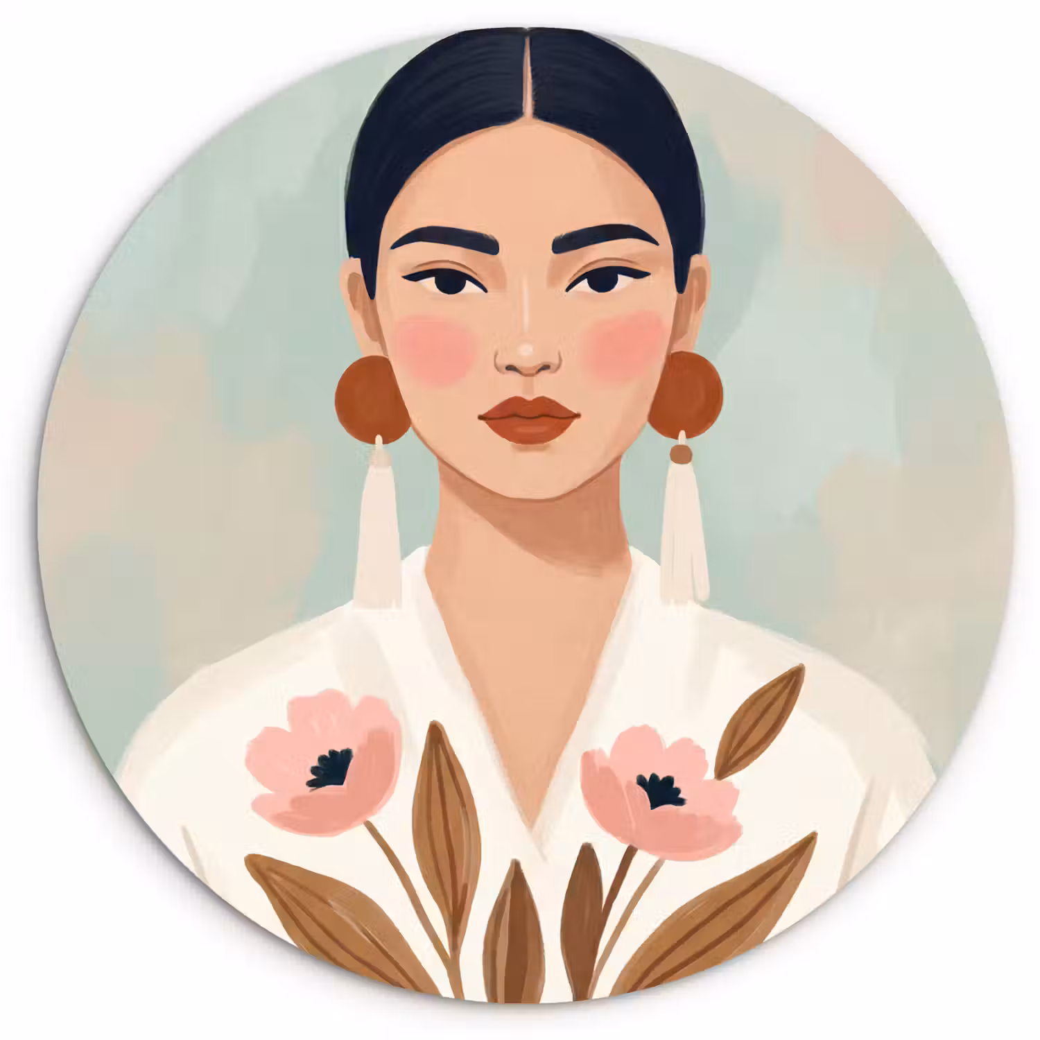 Vrouw - Kimono - Pastel Wandcirkel kunststof plaat 5mm dik klein -3d