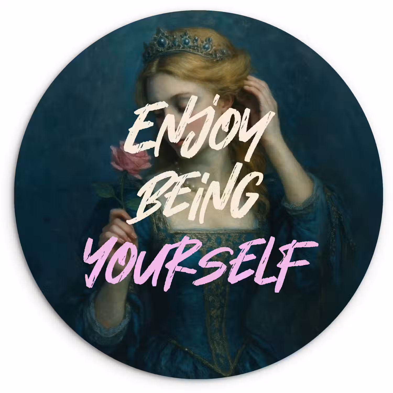 Vrouw - Roos - Quote Wandcirkel kunststof plaat 5mm dik klein -3d