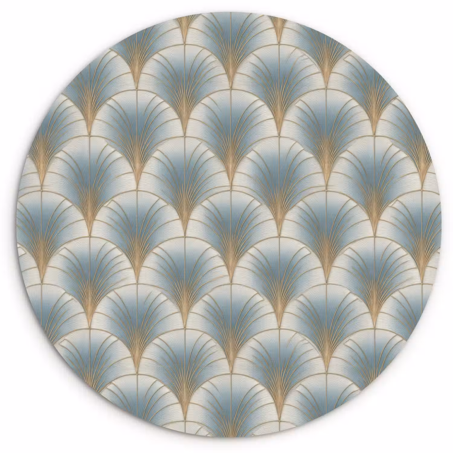 Waaier - Klassiek - Blauw Wandcirkel kunststof plaat 5mm dik klein 188 -3d