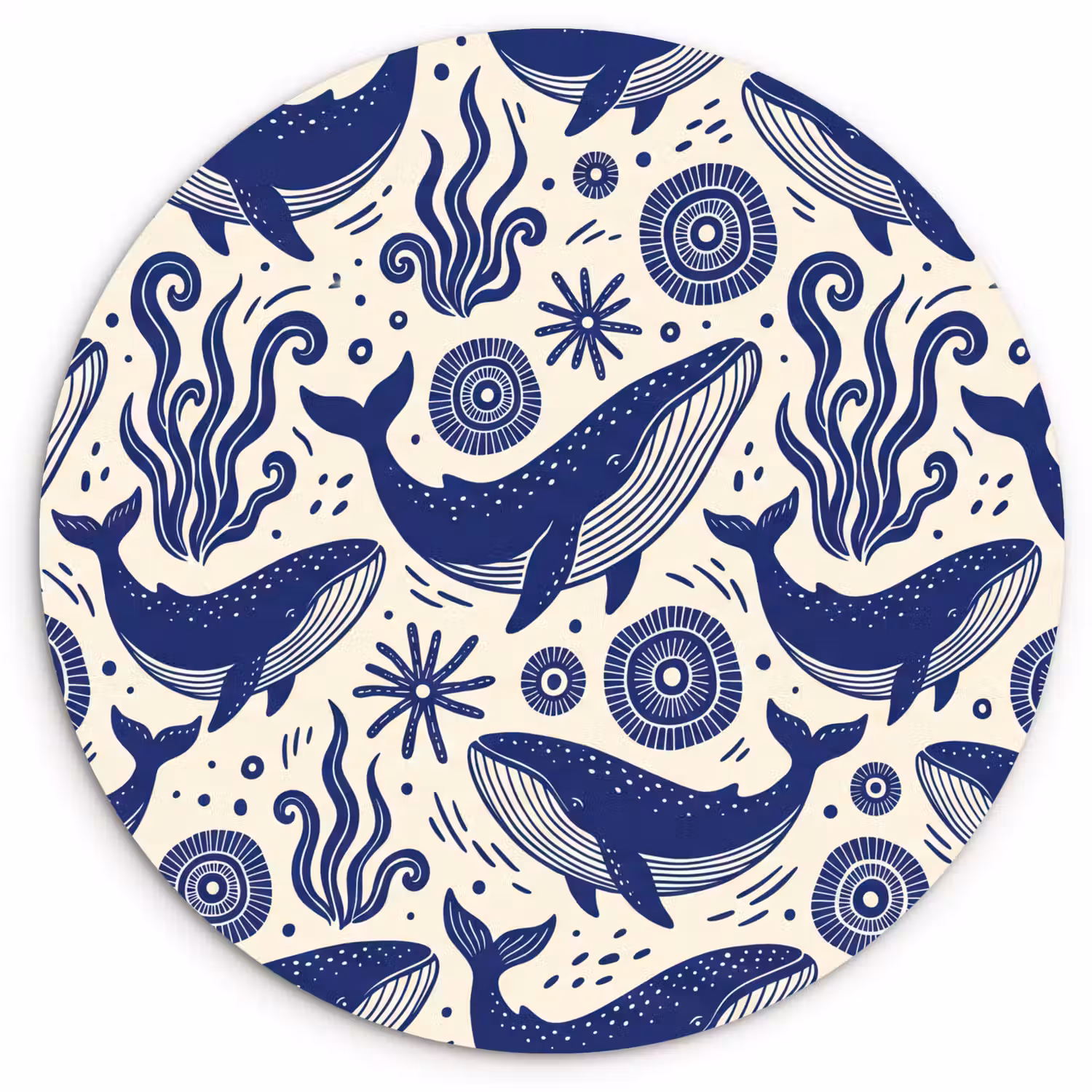 Walvis - Onderwater - Dieren - Abstract - Blauw Wandcirkel kunststof plaat 5mm dik klein -3d