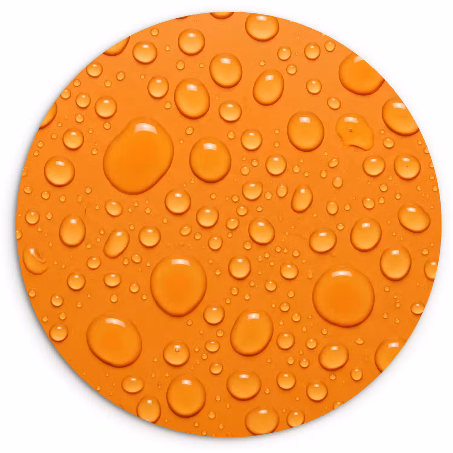 Water - Druppels - Oranje Wandcirkel kunststof plaat 5mm dik klein -3d