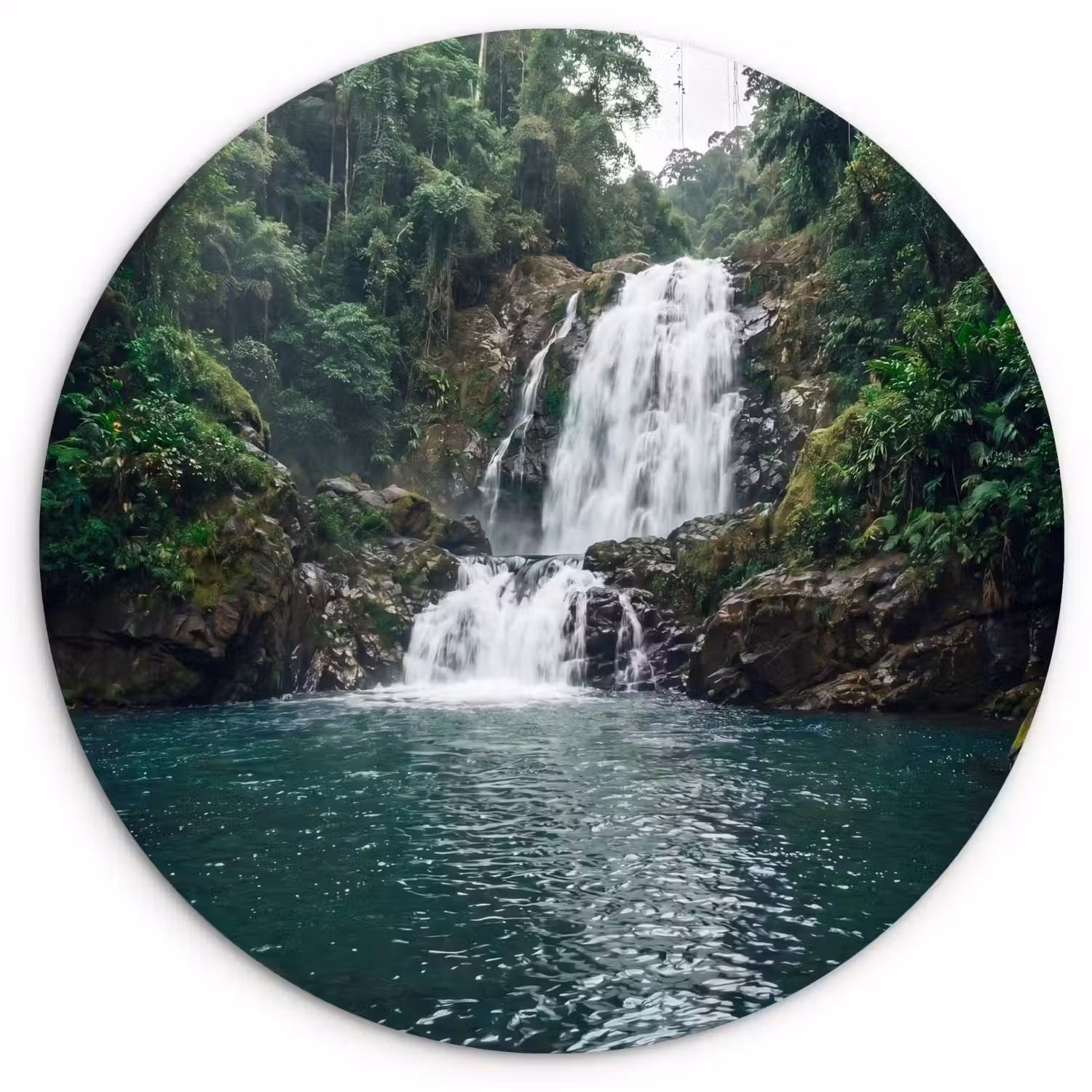 Waterfall - Forest - Nature - Greenkhgyguyg Wandcirkel kunststof plaat 5mm dik klein -3d