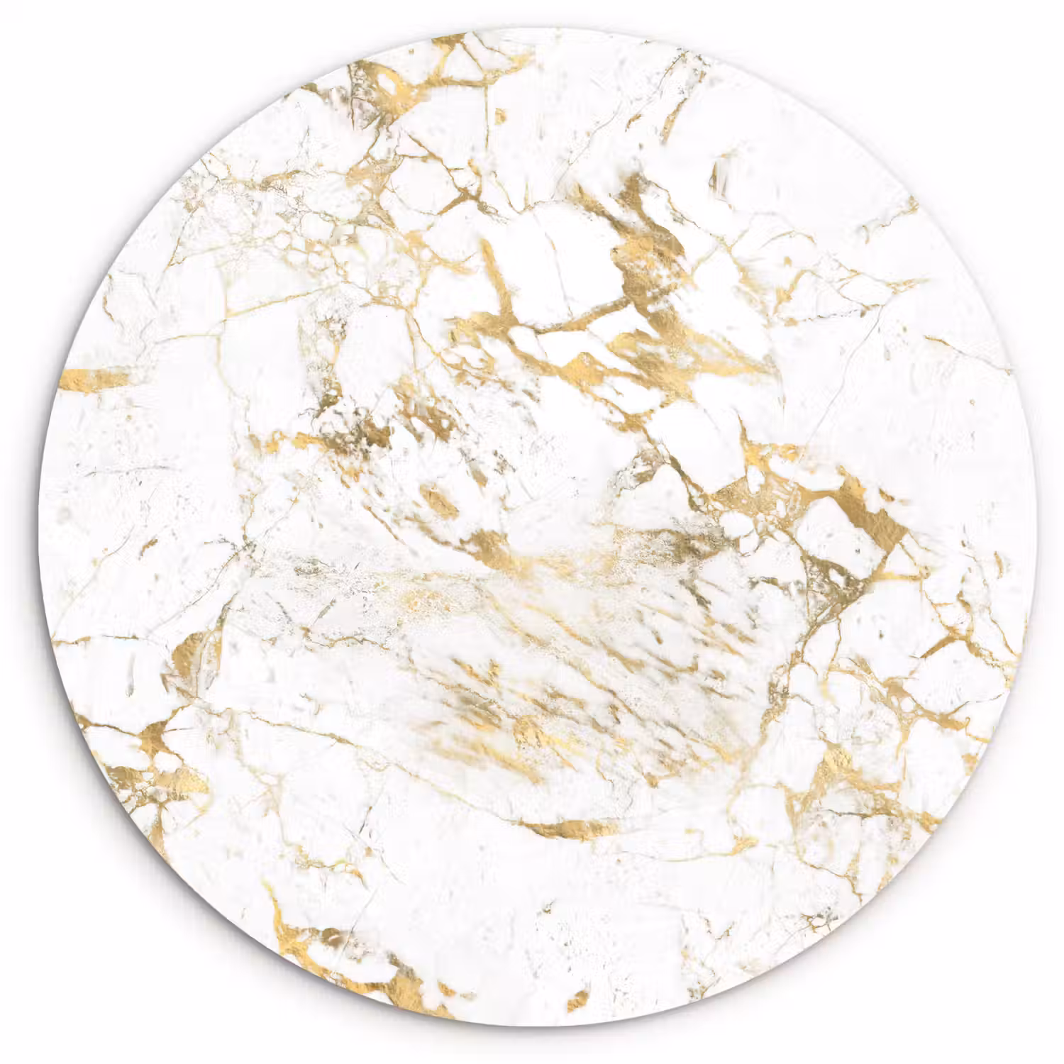 Wit - Marmer - Luxe - Goud Wandcirkel kunststof plaat 5mm dik klein 188 -3d