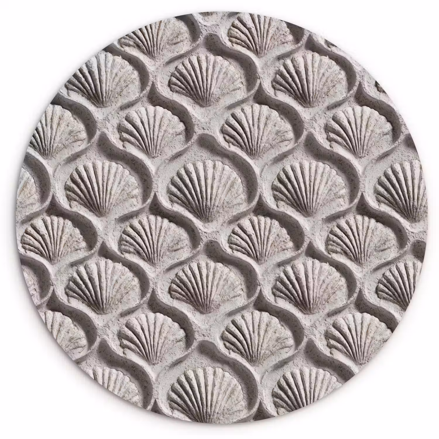 Zand - Schelpenvorm - Grijs Wandcirkel kunststof plaat 5mm dik klein 188 -3d