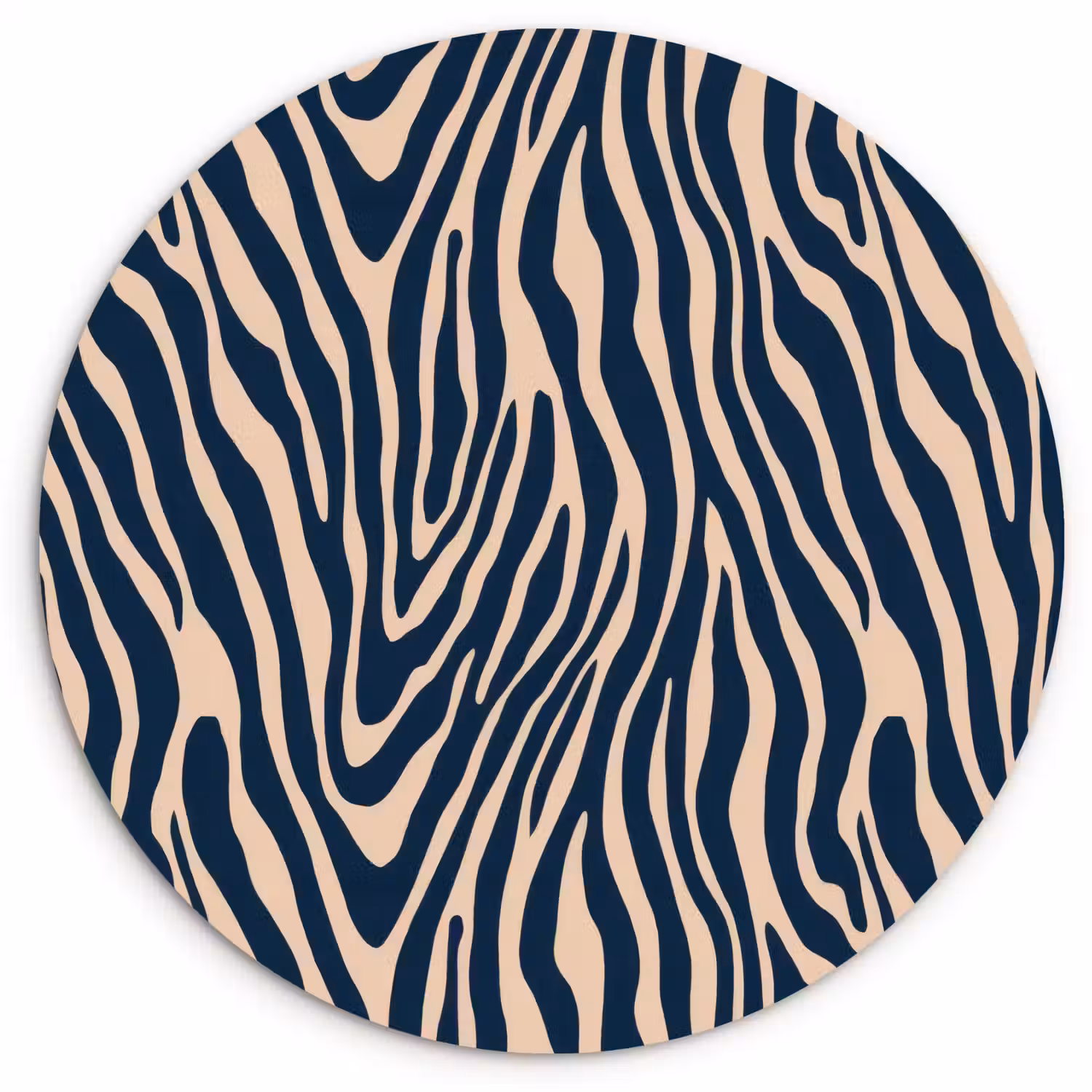 Zebra - Patroon - Blauw - Beige Wandcirkel kunststof plaat 5mm dik klein 188 -3d