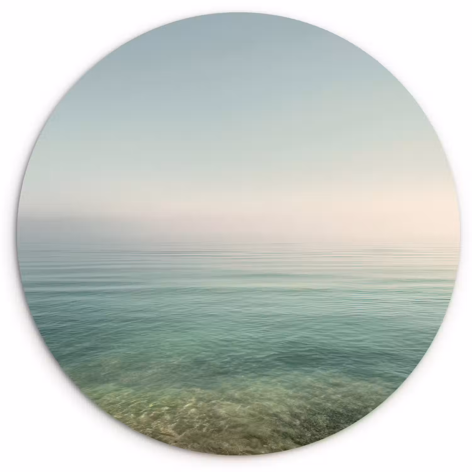Zee - Horizon - Blauw - Mist Wandcirkel kunststof plaat 5mm dik klein -3d