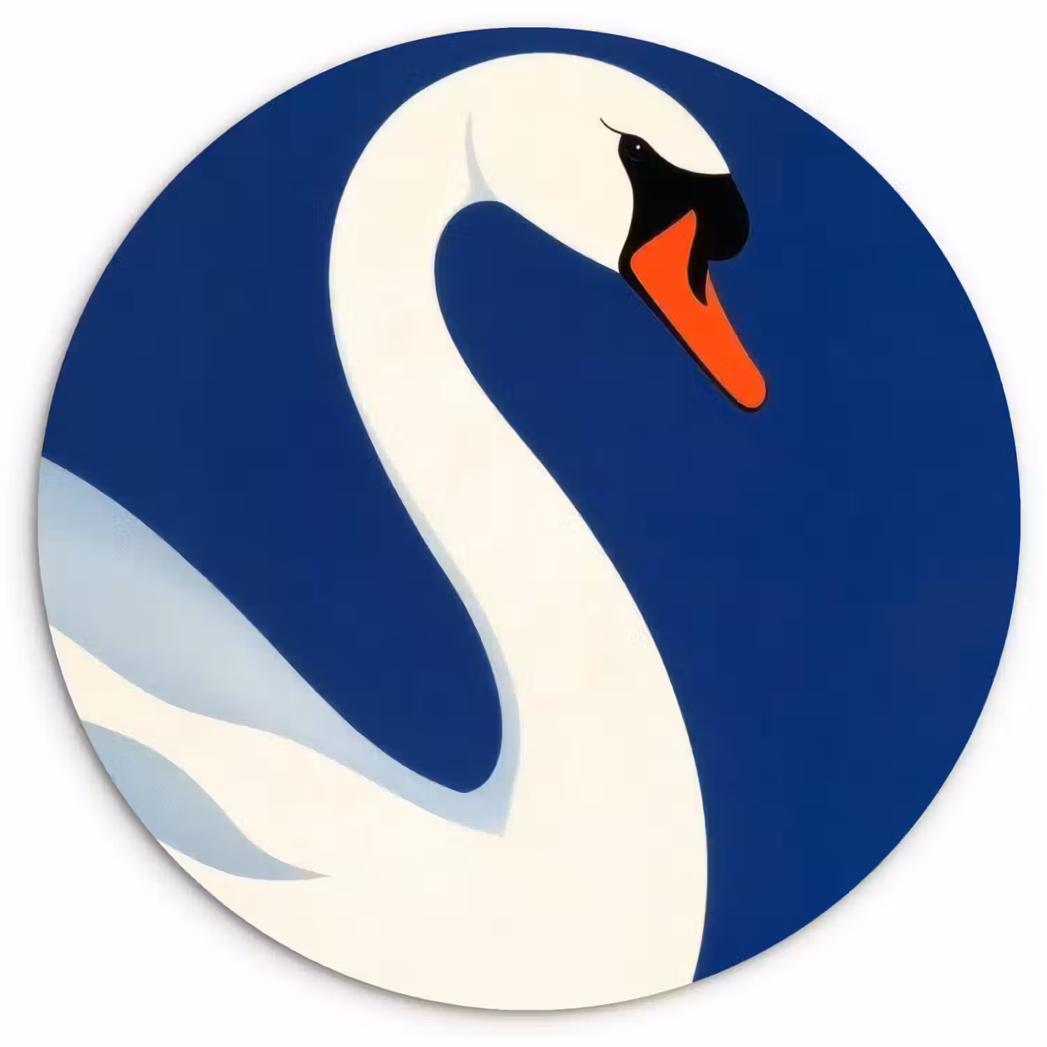 Zwaan - Wit - Snavel - Illustratie Wandcirkel kunststof plaat 5mm dik klein -3d