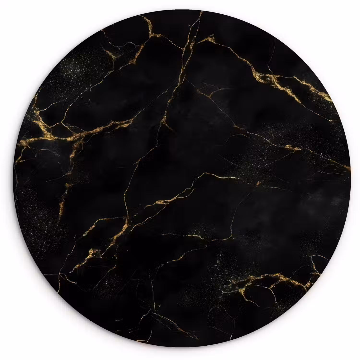 Zwart marmer - Gouden aders - Klassiek Wandcirkel kunststof plaat 5mm dik klein -3d