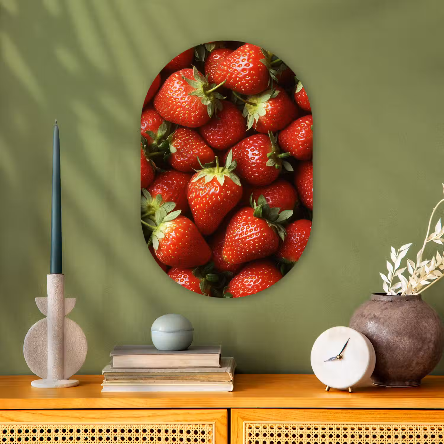 Aardbei - Fruit - Rood Wandcirkel Ovaal Forex klein -sfeer2