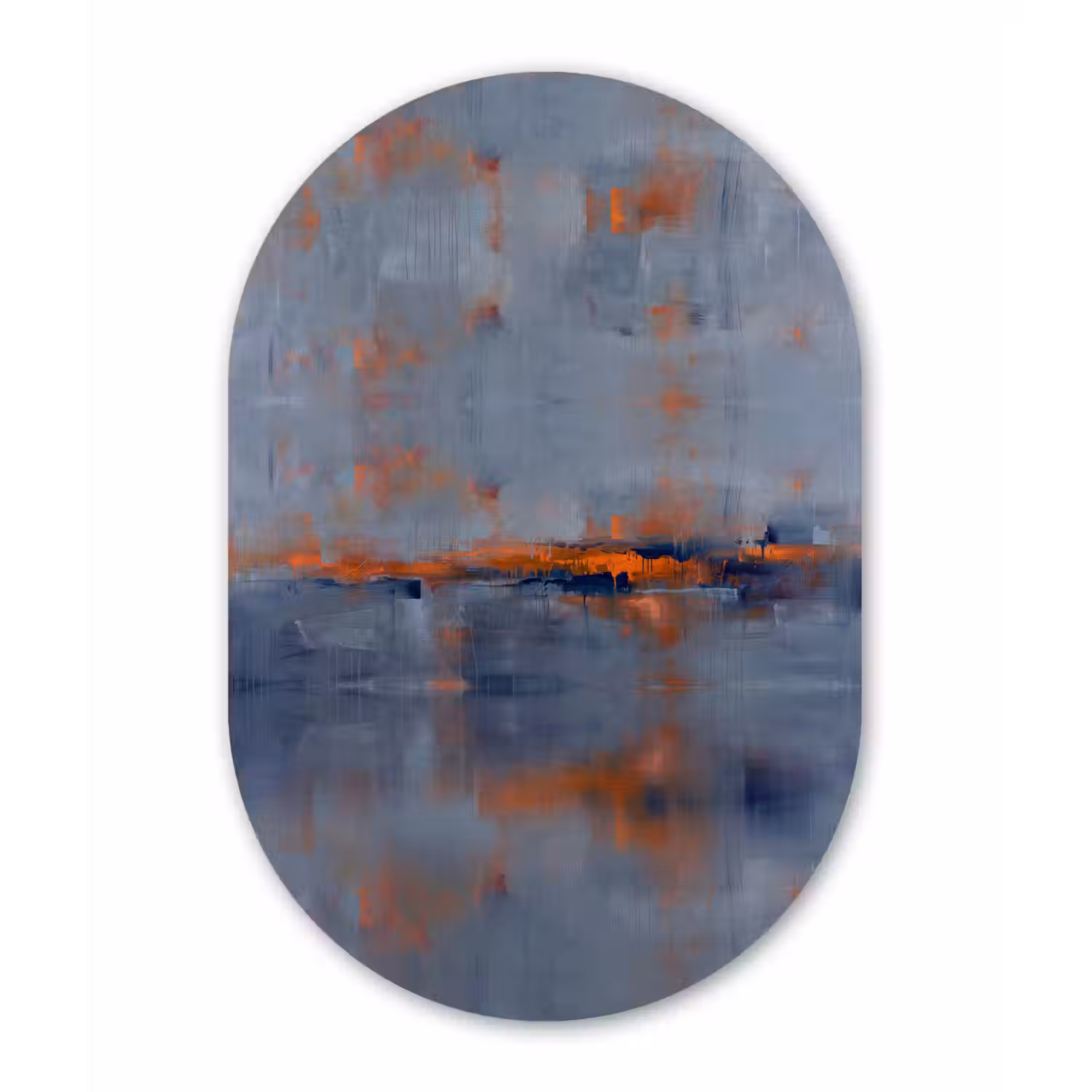 Abstract - Kleuren - Modern - Oranje - Grijs Wandcirkel Ovaal Forex klein -3d