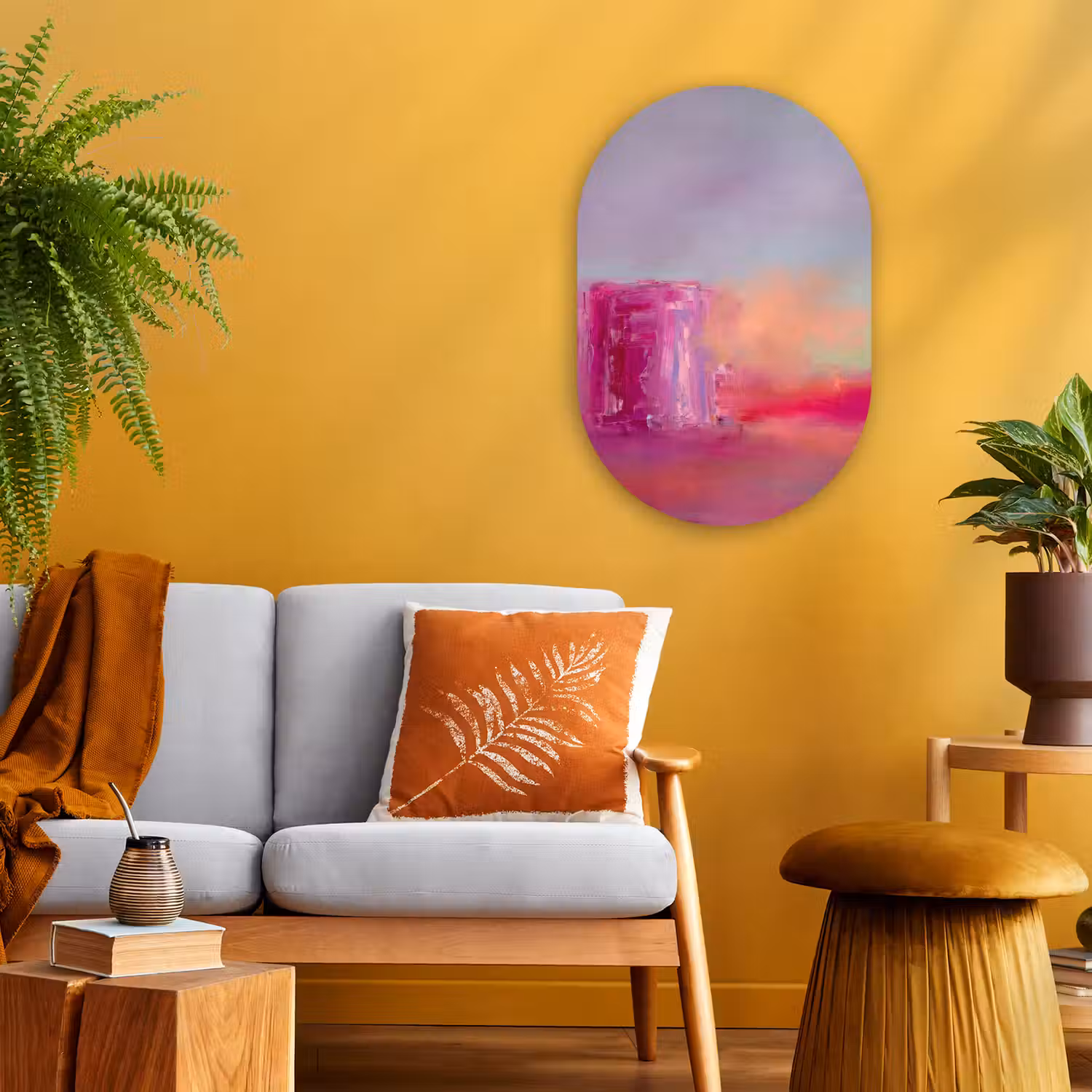 Abstract - Kleuren - Modern - Roze Wandcirkel Ovaal Forex klein -sfeer4