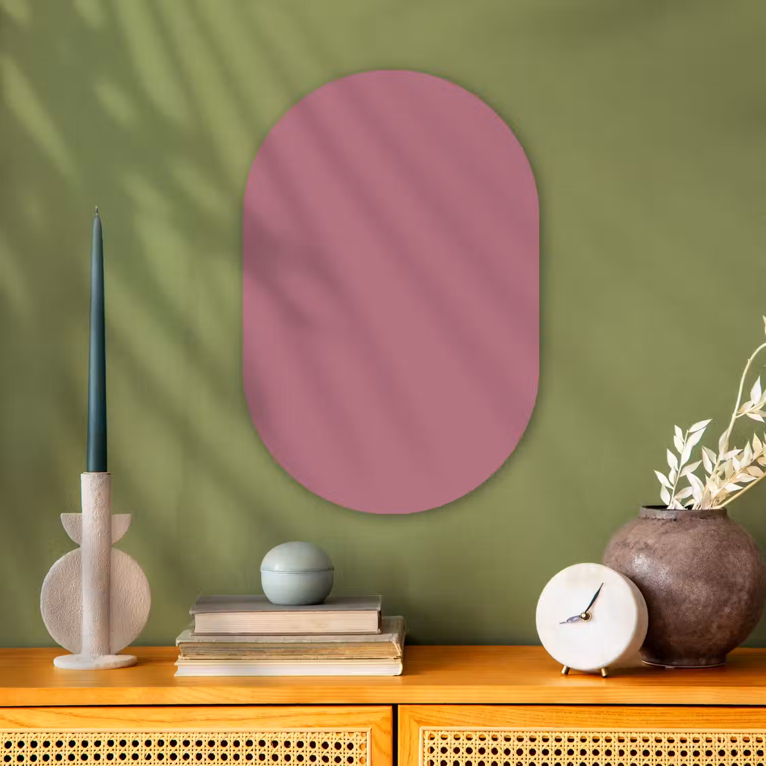 Antique - Mauve - Roze Wandcirkel Ovaal Forex klein 630 -sfeer2