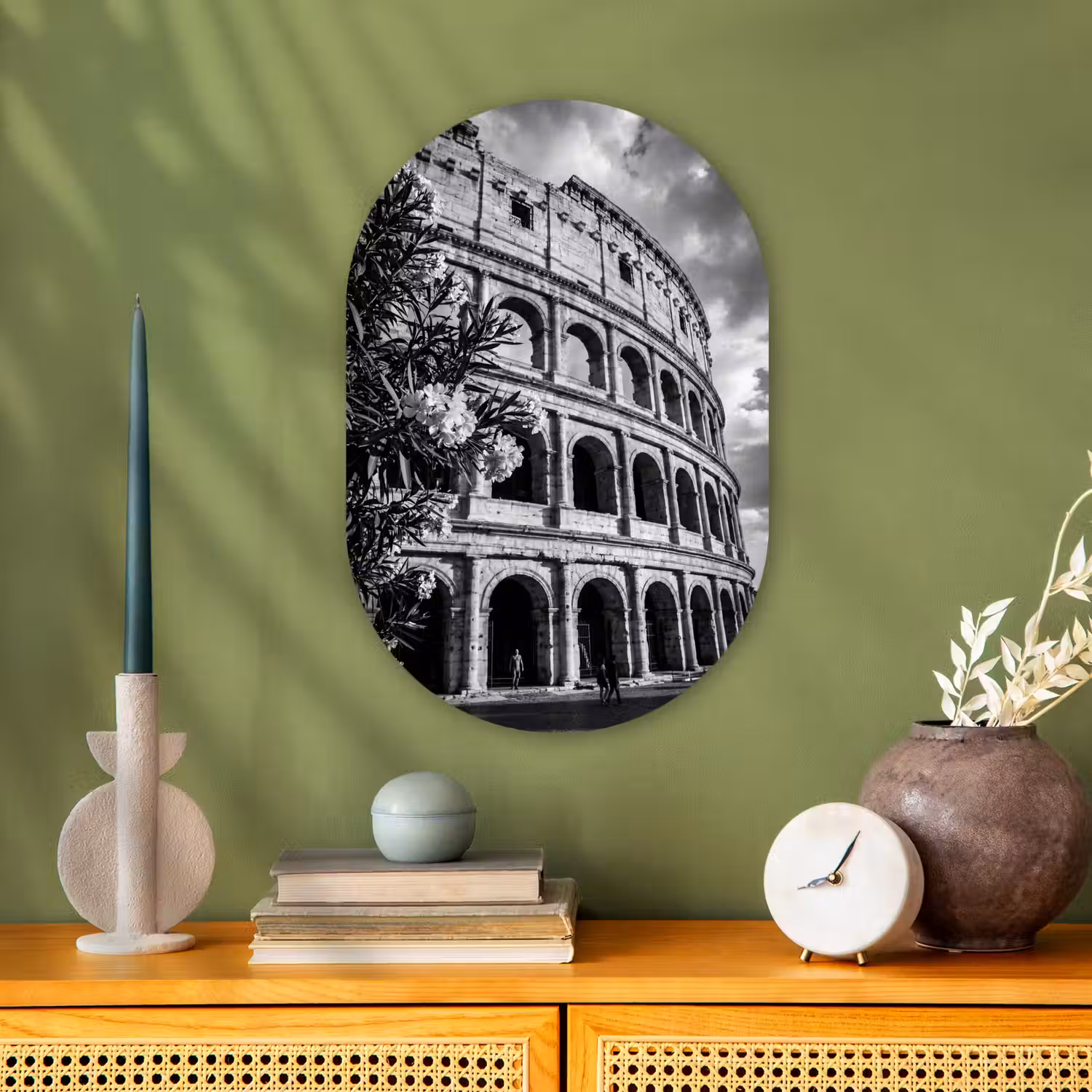 Architectuur - Colosseum - Rome - Historisch - Zwart-wit Wandcirkel Ovaal Forex klein -sfeer2