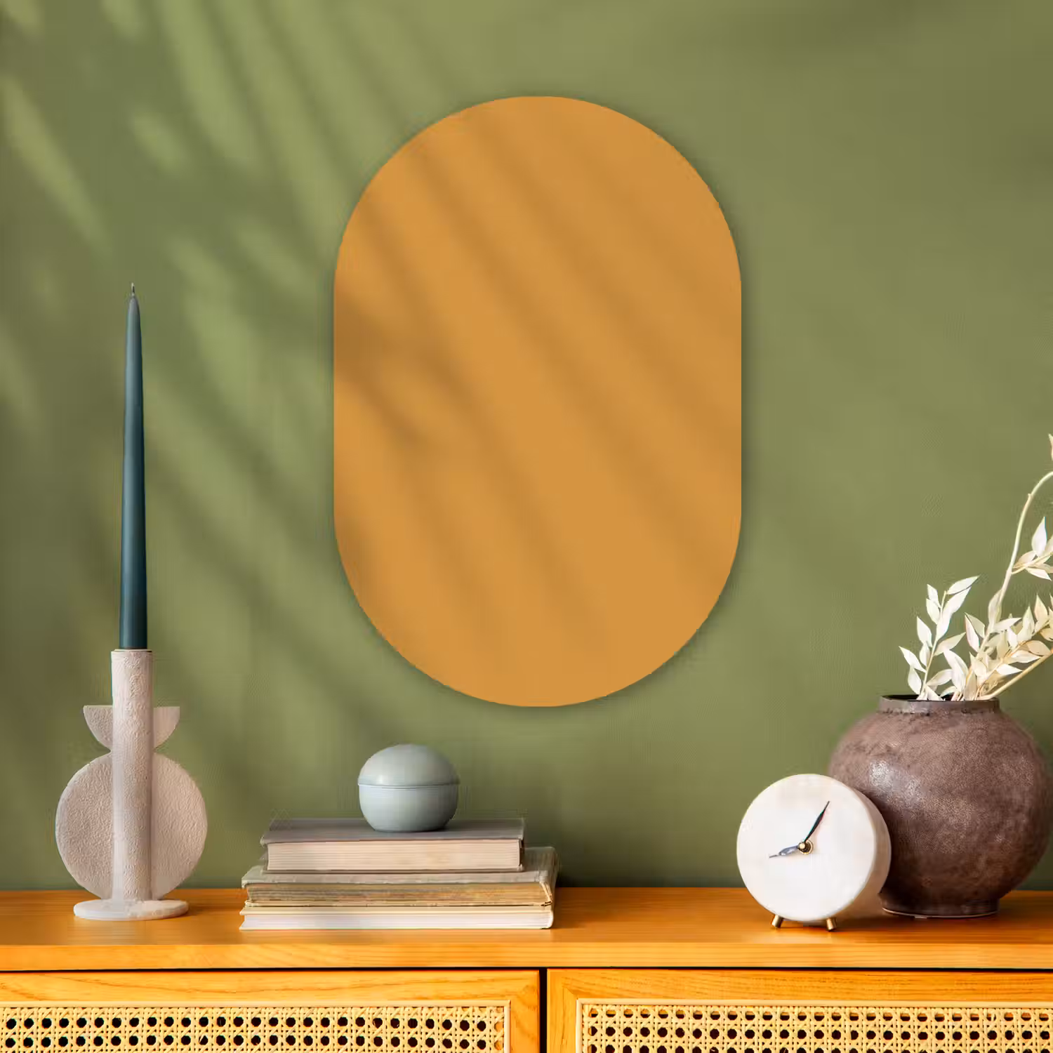Autumn - Mustard - Geel Wandcirkel Ovaal Forex klein 630 -sfeer2
