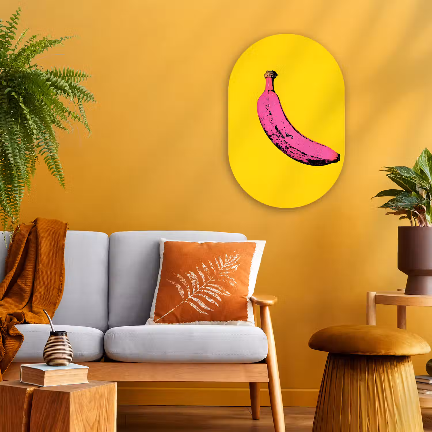 Banaan - Grafisch - Geel Wandcirkel Ovaal Forex klein -sfeer4