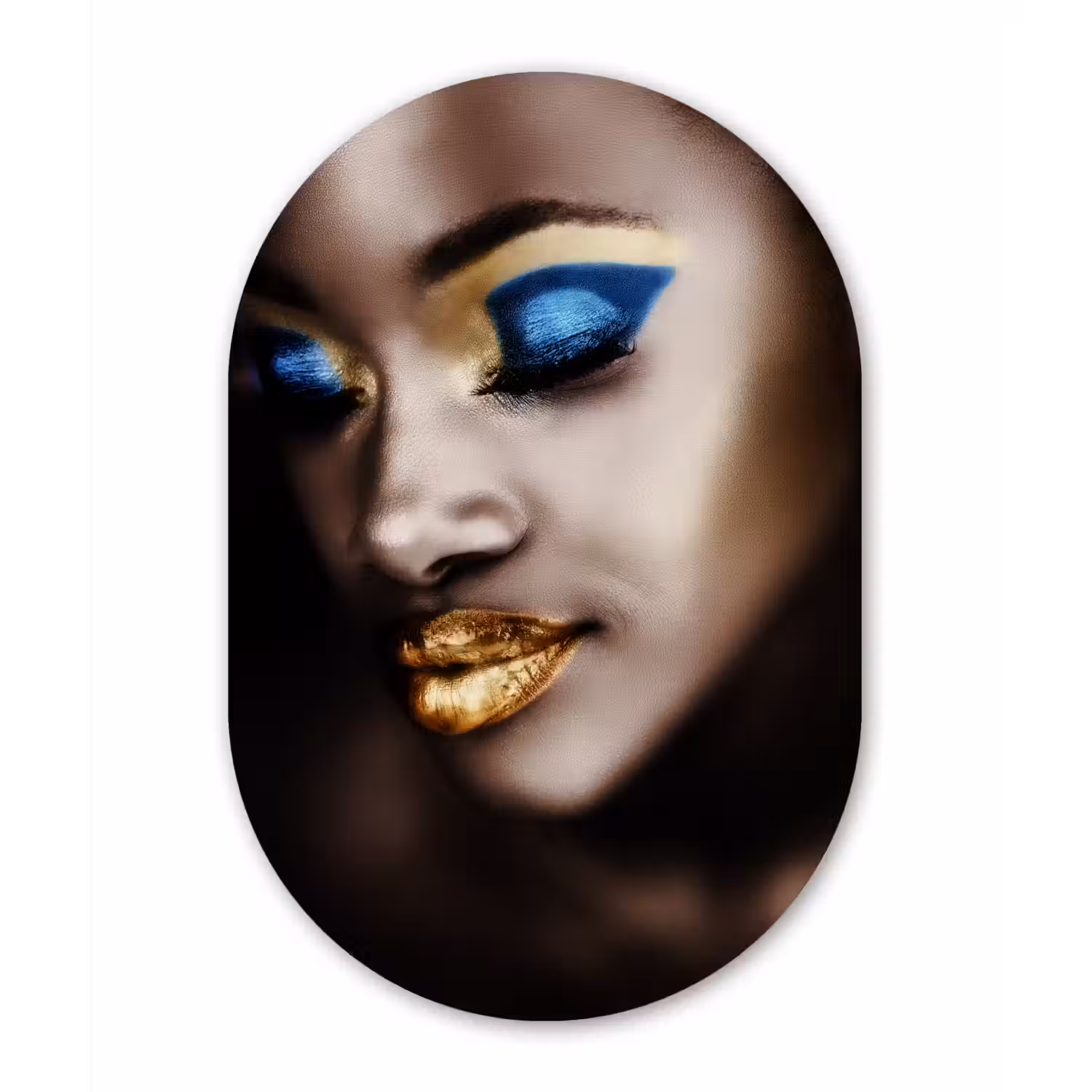 Black and Gold - Vrouw - Make up Wandcirkel Ovaal Forex klein -3d