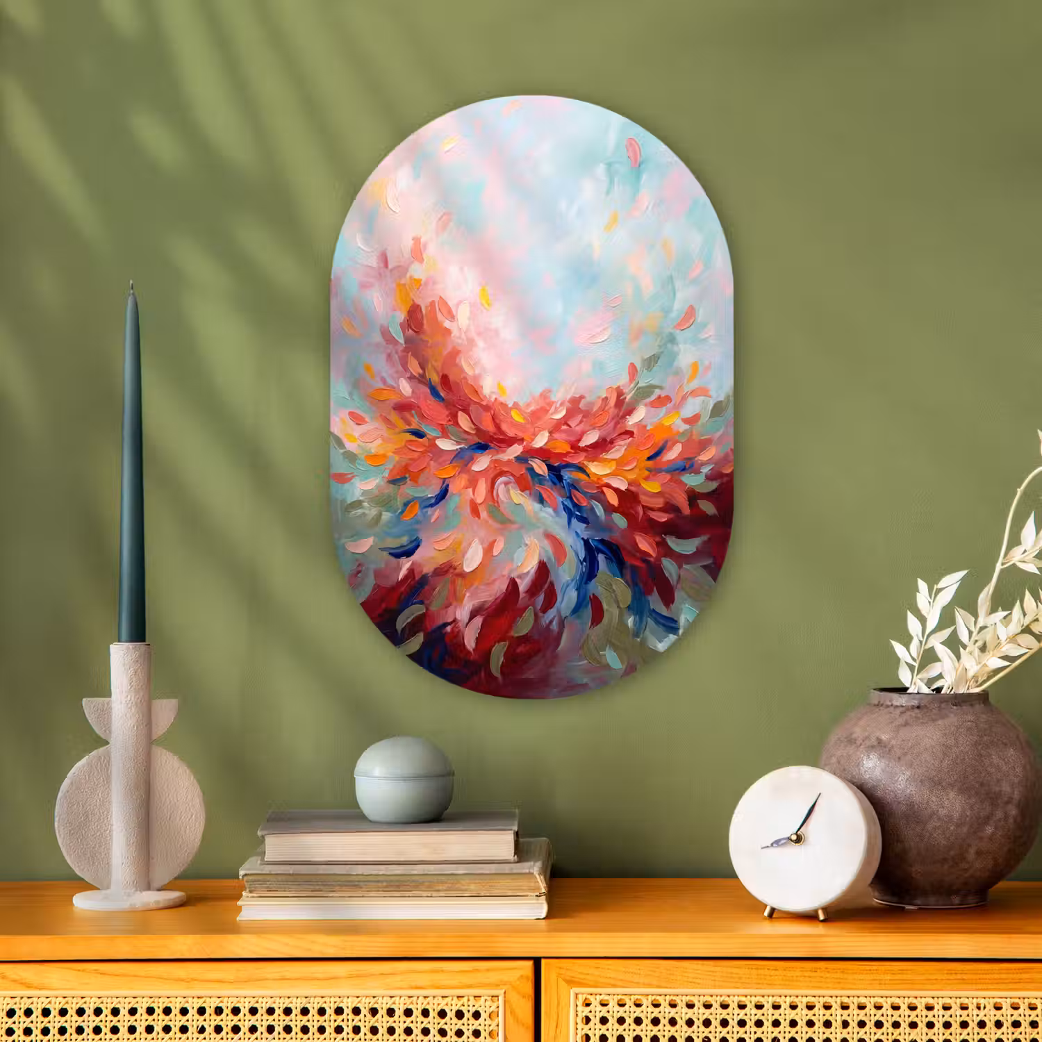 Bloemen - Abstract - Kunst - Modern Wandcirkel Ovaal Forex klein -sfeer2