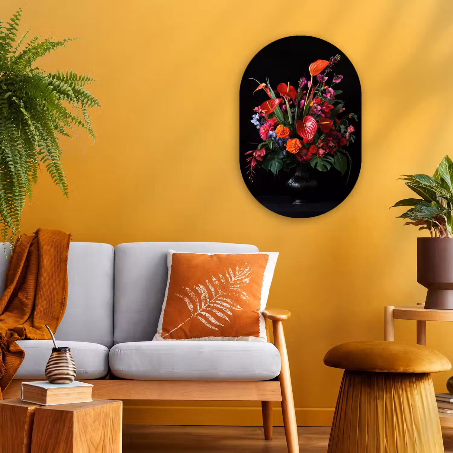 Bloemen - Boeket - Sierlijk Wandcirkel Ovaal Forex klein -sfeer4
