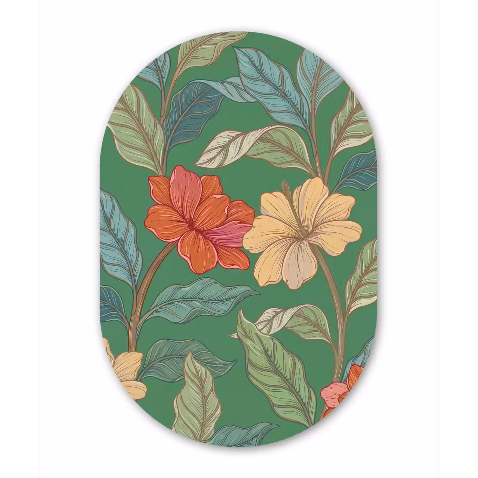 Muurovaal - Bloemen - Groen - Illustratie - Bloemen - Groen - Illustratie Wandcirkel Ovaal Forex klein