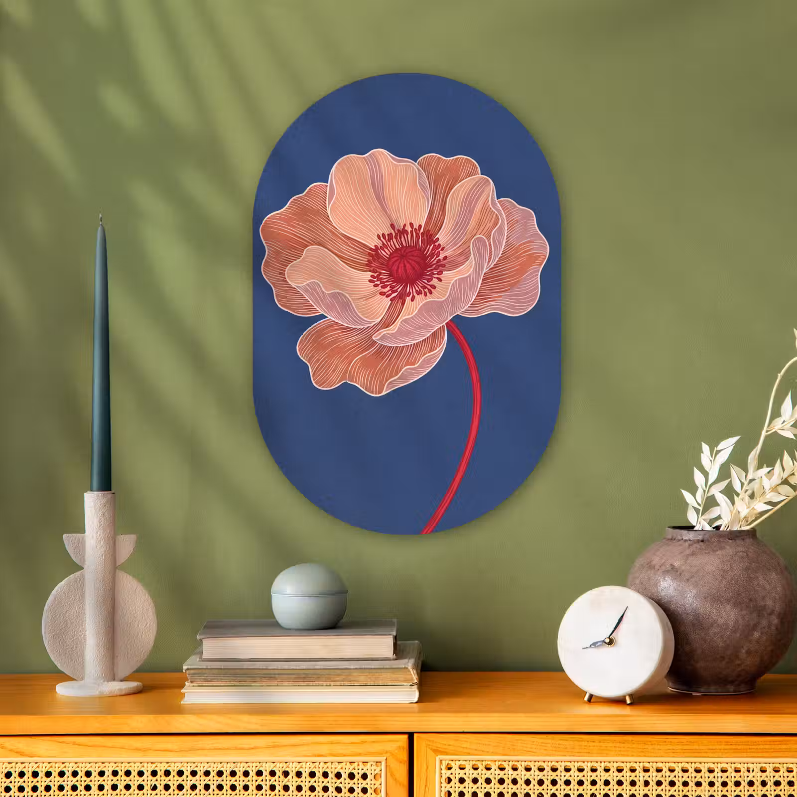 Muurovaal - Bloemen - Modern - Abstract - Bloemen - Modern - Abstract Wandcirkel Ovaal Forex klein
