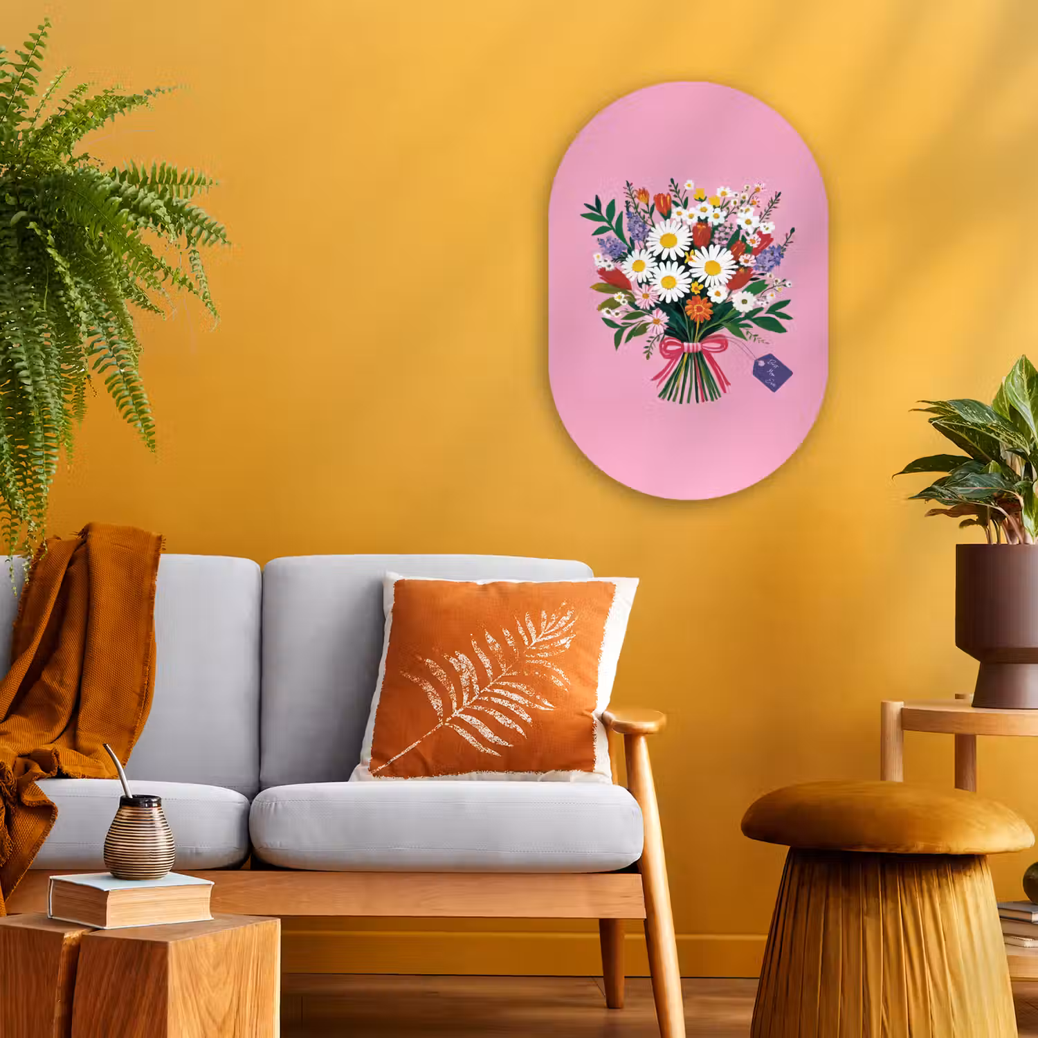 Bloemen - Quote - Kaartje - Kleurrijk Wandcirkel Ovaal Forex klein -sfeer4