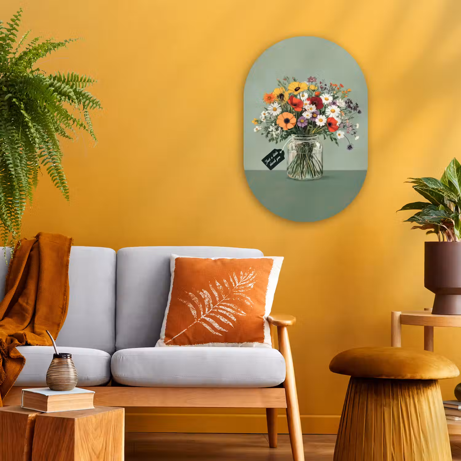 Bloemen - Vaas - Kaartje Wandcirkel Ovaal Forex klein -sfeer4